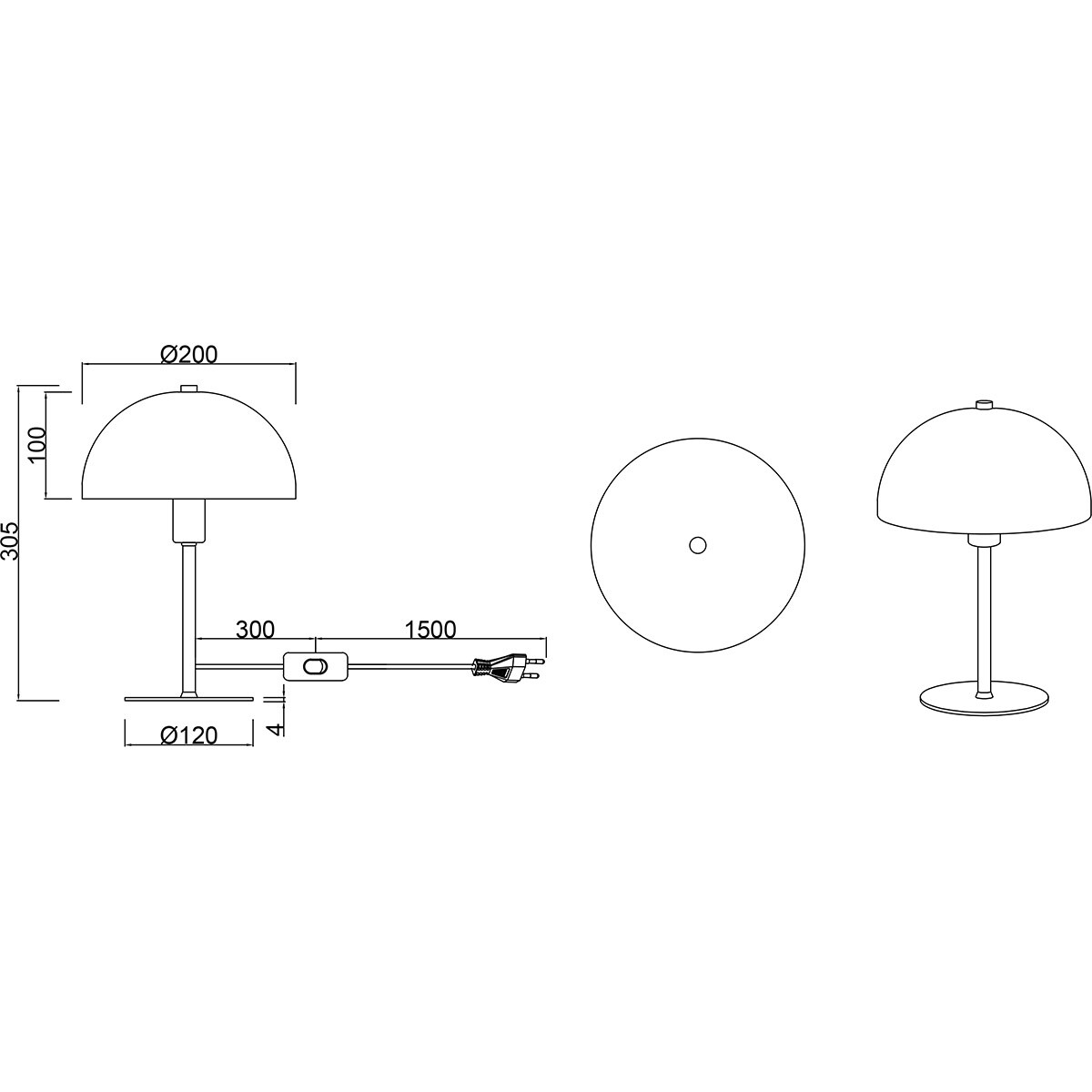 LED Tafellamp - Trion Alia - E14 Fitting - Rond - Mat Wit - Metaal