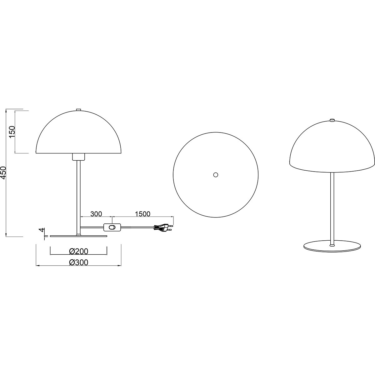 LED Tafellamp - Trion Alia - E27 Fitting - Rond - Mat Wit - Metaal