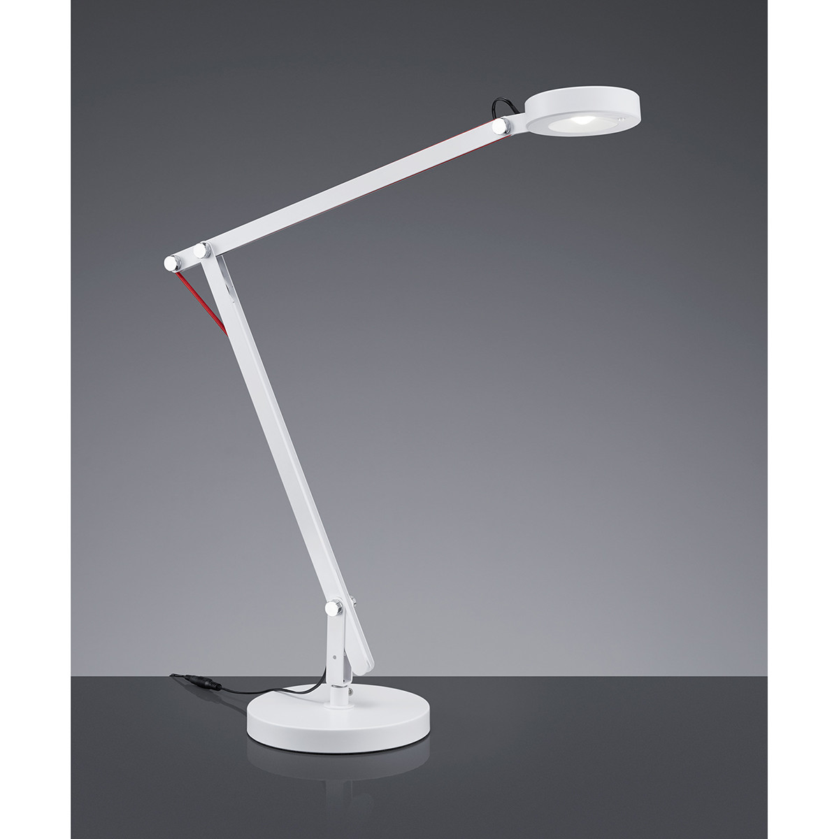 LED Bureaulamp - Trion Amsty - 5W - Warm Wit 3000K - Rond - Glans Wit - Aluminium