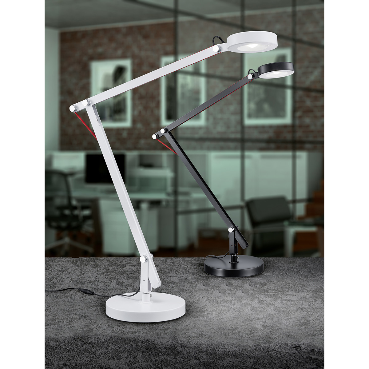 LED Bureaulamp - Trion Amsty - 5W - Warm Wit 3000K - Rond - Glans Wit - Aluminium