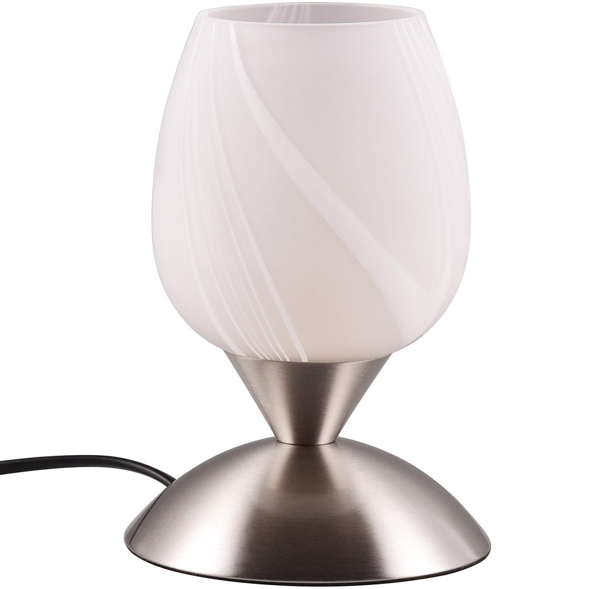 LED Tafellamp - Trion Bekre - E14 Fitting - 1 lichtpunt - Mat Nikkel - Metaal - Wit Geborstelde Glas