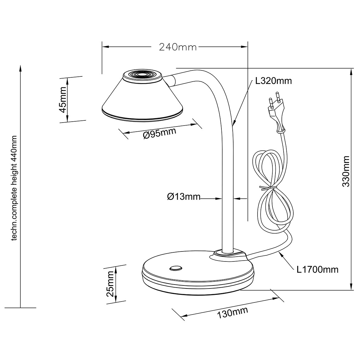 LED Bureaulamp - Trion Berony - 3W - Warm Wit 3000K - Rond - Flexibele Arm - Mat Wit - Kunststof