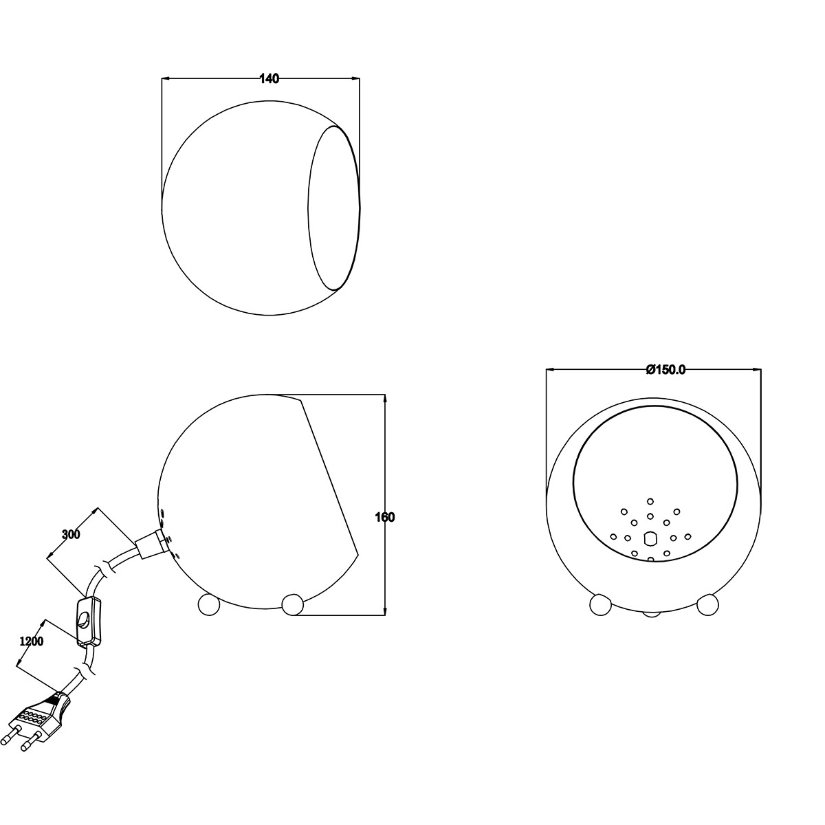 LED Tafellamp - Trion Blinky - E14 Fitting - Rond - Mat Zwart - Aluminium