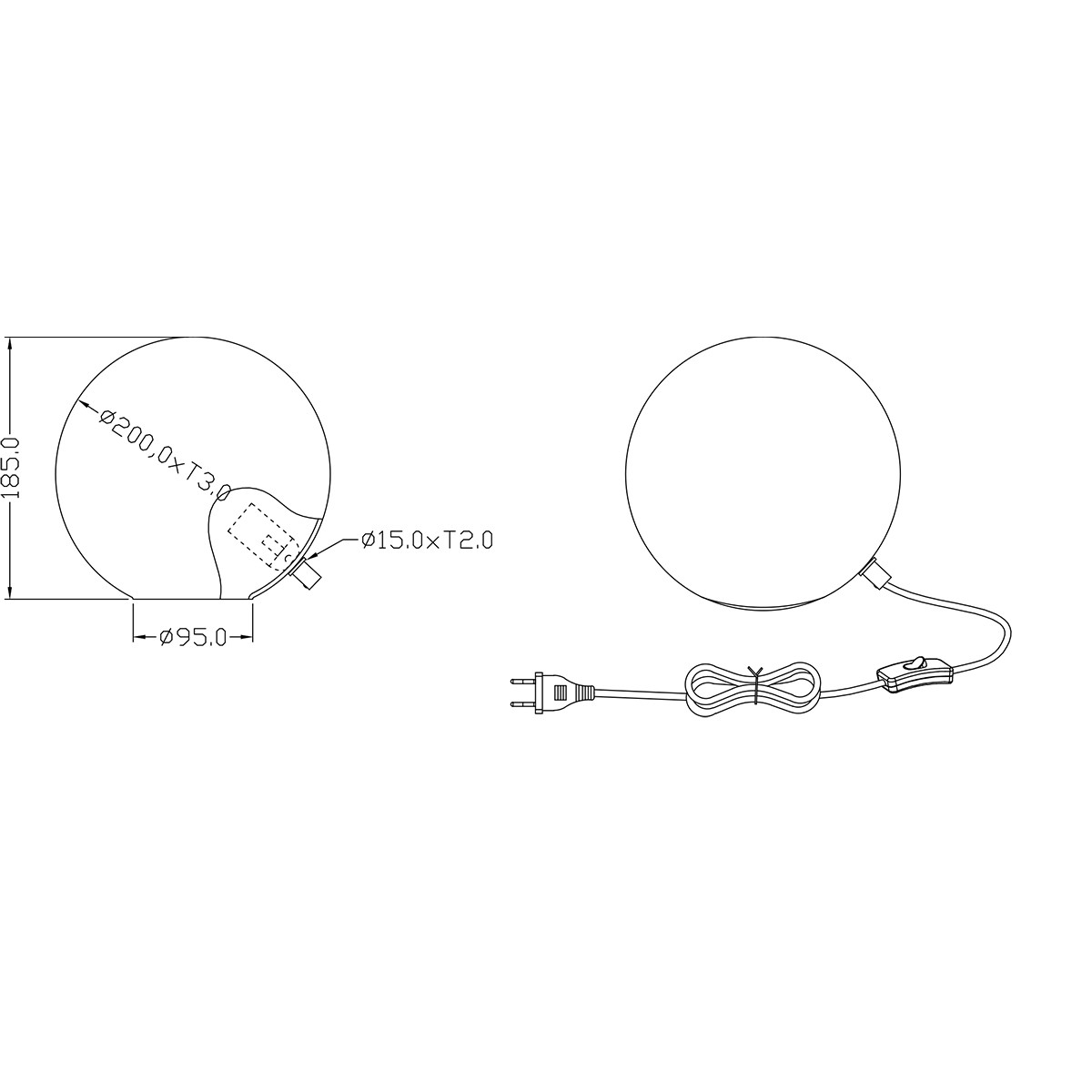 LED Tafellamp - Trion Boly - E27 Fitting - Rond - Glans Wit - Glas