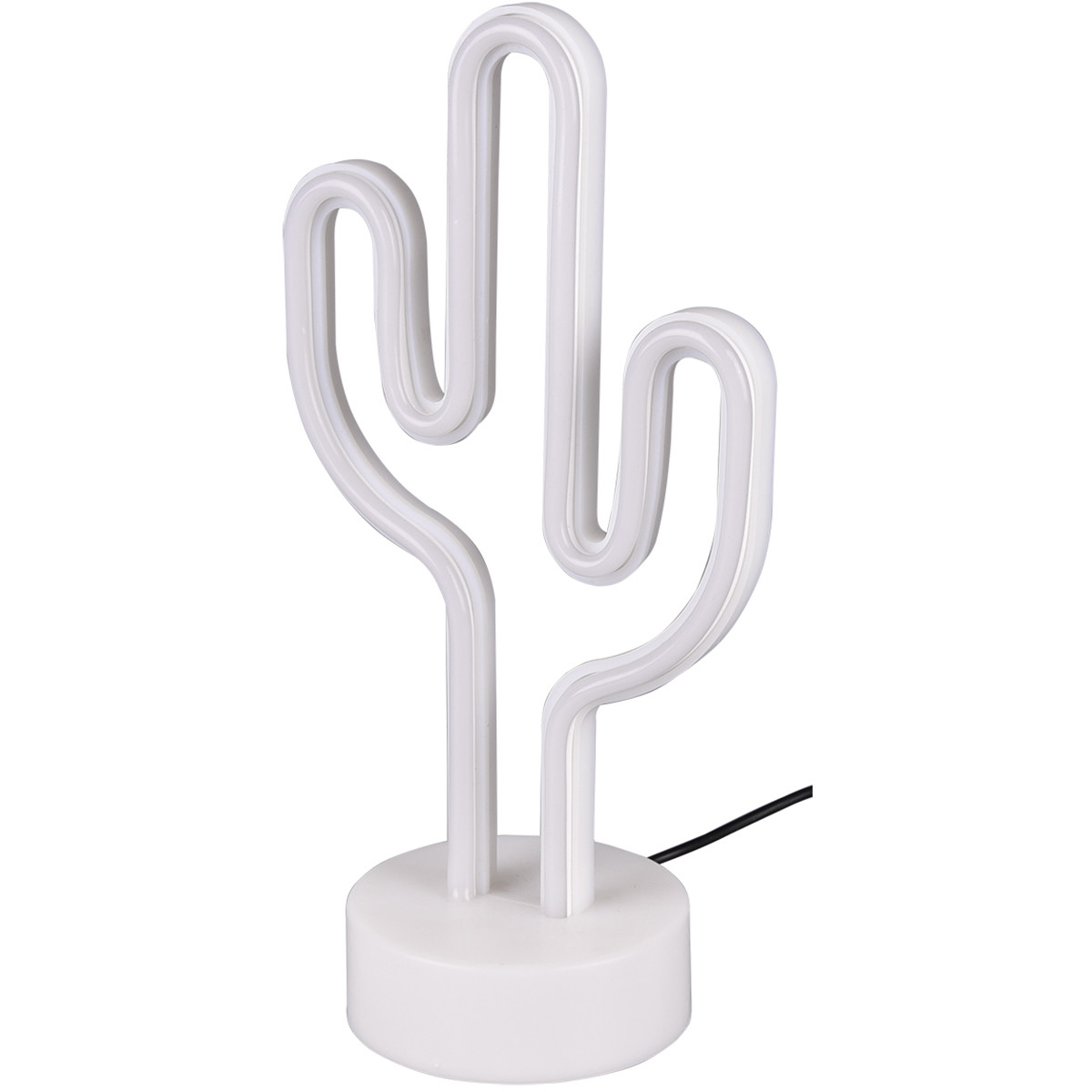 LED Tafellamp - Trion Cactus - 1W - USB - Rond - Mat Wit - Kunststof