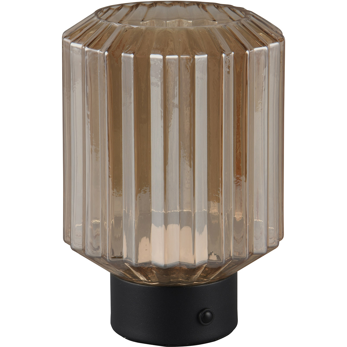 LED Tafellamp - Trion Doli - 1.5W - Warm Wit 3000K - Oplaadbare batterijen - Mat Zwart - Metaal - Amber Glas