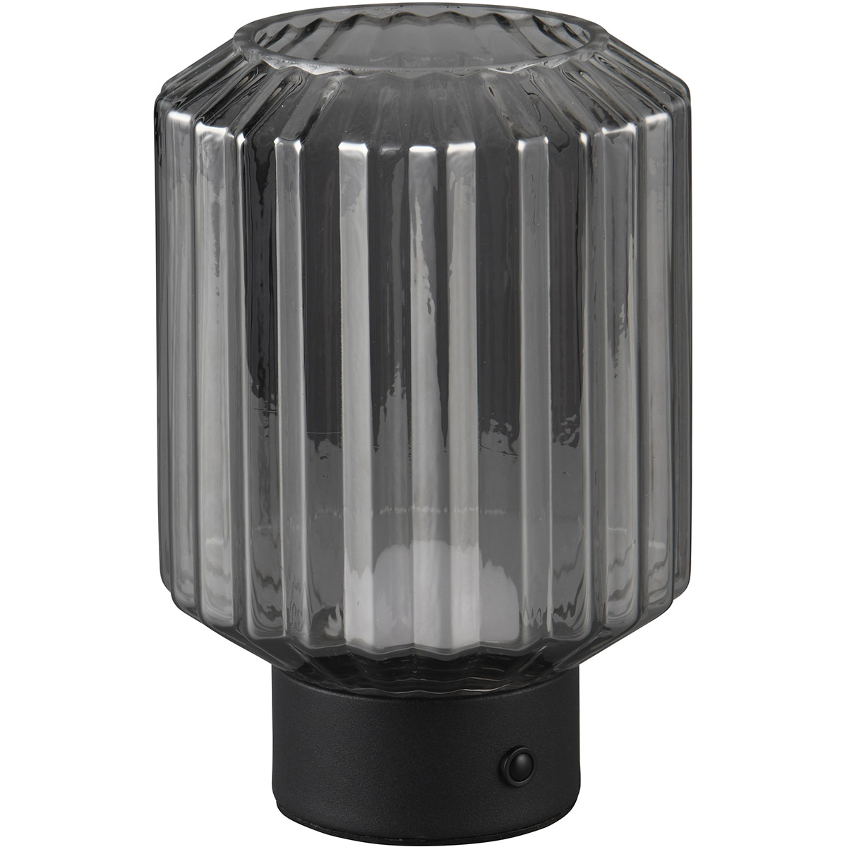 LED Tafellamp - Trion Doli - 1.5W - Warm Wit 3000K - Oplaadbare batterijen - Mat Zwart - Metaal - Rookkleur Glas