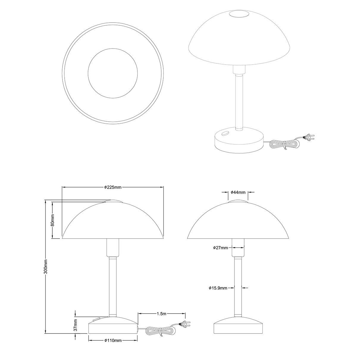 LED Tafellamp - Trion Dontra - 4W - Warm Wit 3000K - Rond - Mat Nikkel - Aluminium