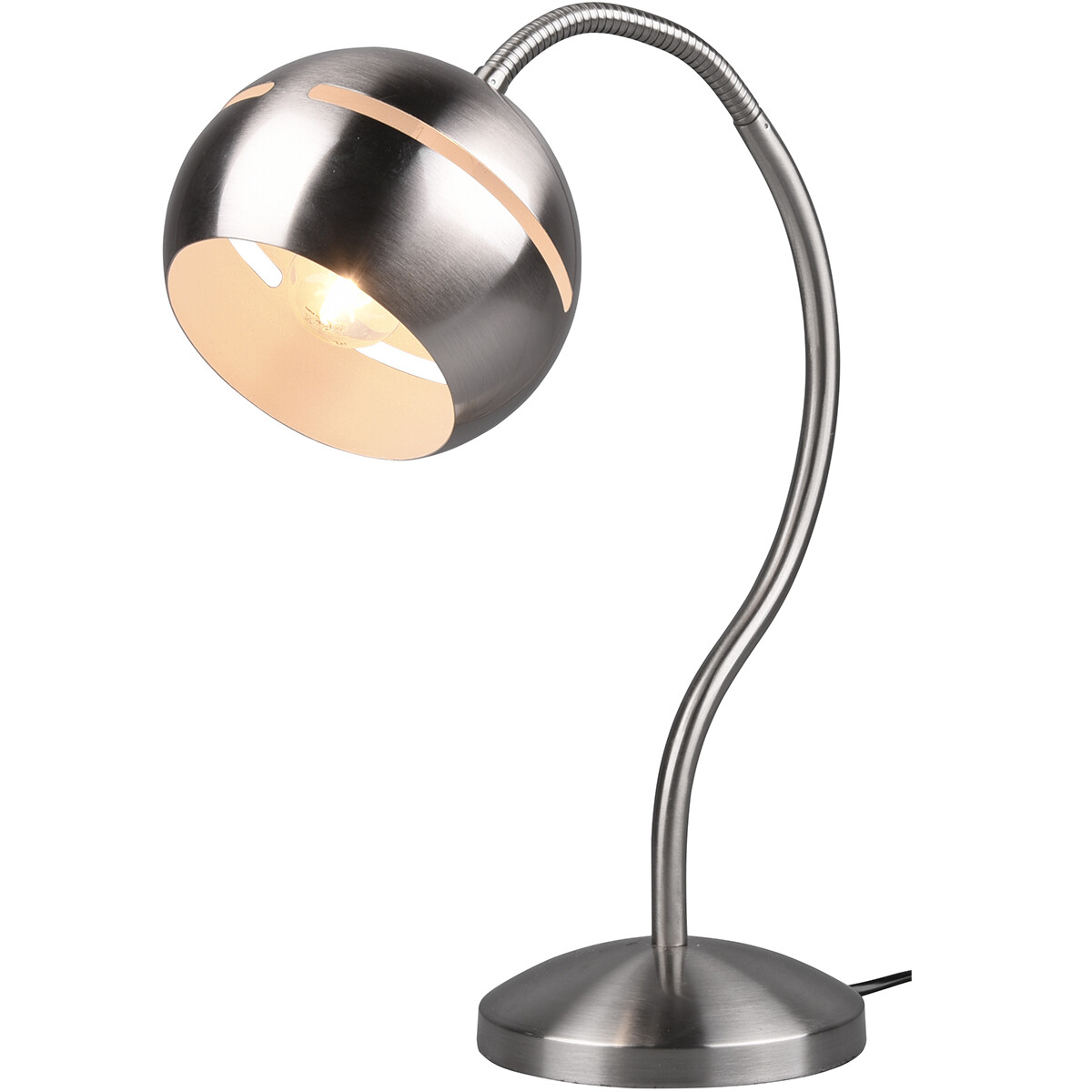 LED Bureaulamp - Trion Flatina - E14 Fitting - Dimbaar - Flexibele Arm - Rond - Mat Nikkel - Aluminium product afbeelding