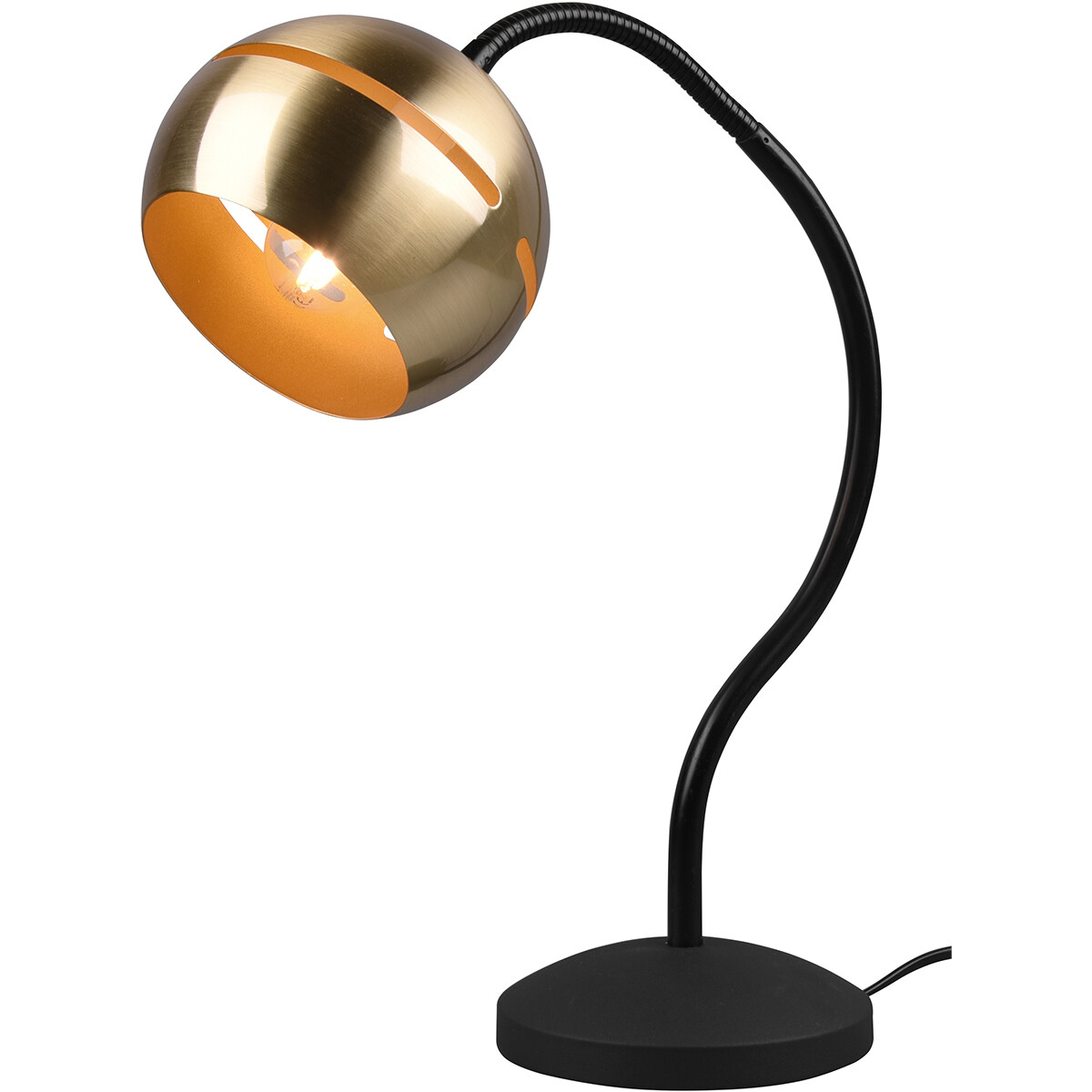 LED Bureaulamp - Trion Flatina - E14 Fitting - Dimbaar - Flexibele Arm - Rond - Mat Zwart/Goud - Aluminium product afbeelding