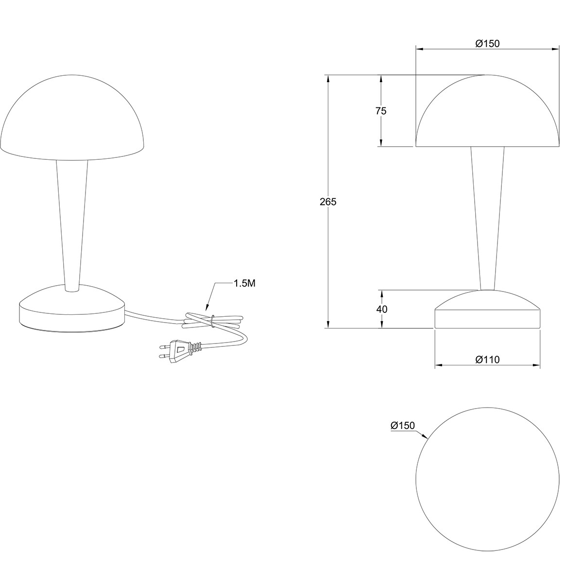 LED Tafellamp - Trion Candin - E14 Fitting - 1 lichtpunt - Mat Nikkel