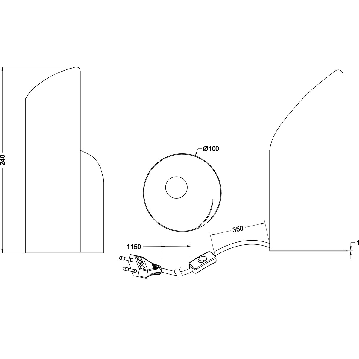 LED Tafellamp - Trion Fronta - E14 Fitting - Rond - Mat Zwart - Aluminium