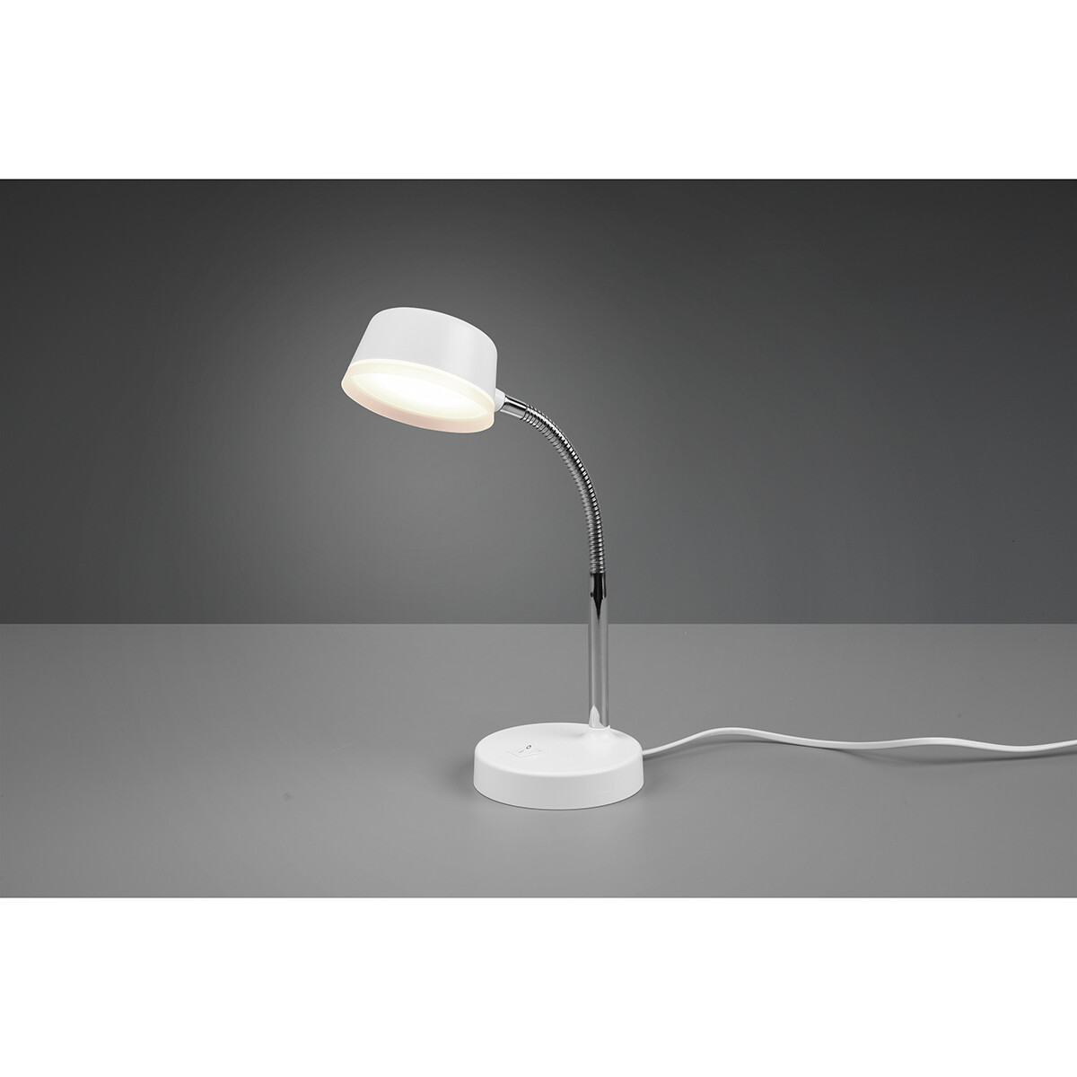 LED Bureaulamp - Trion Kiki - 4W - Warm Wit 3000K - Rond - Mat Wit - Kunststof