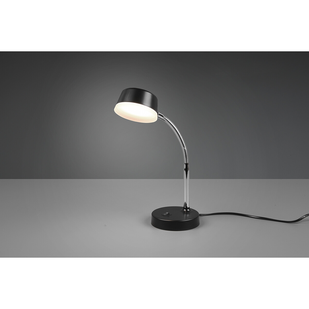 LED Bureaulamp - Trion Kiki - 4W - Warm Wit 3000K - Rond - Mat Zwart - Kunststof