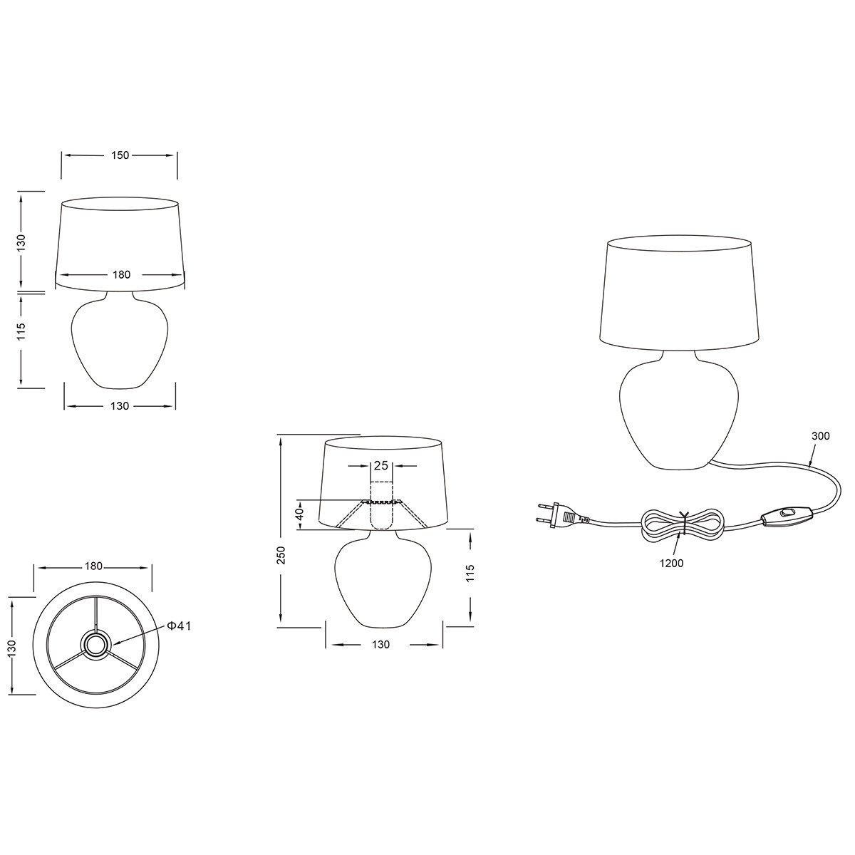 LED Tafellamp - Trion Leau - E14 Fitting - Rond - Mat Bruin - Keramiek