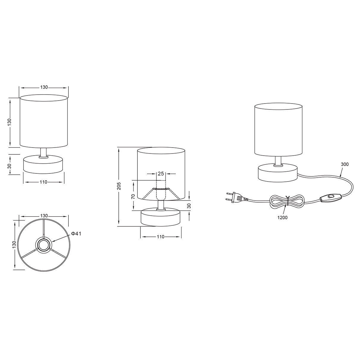 LED Tafellamp - Trion Maria - E14 Fitting - Rond - Mat Grijs - Keramiek