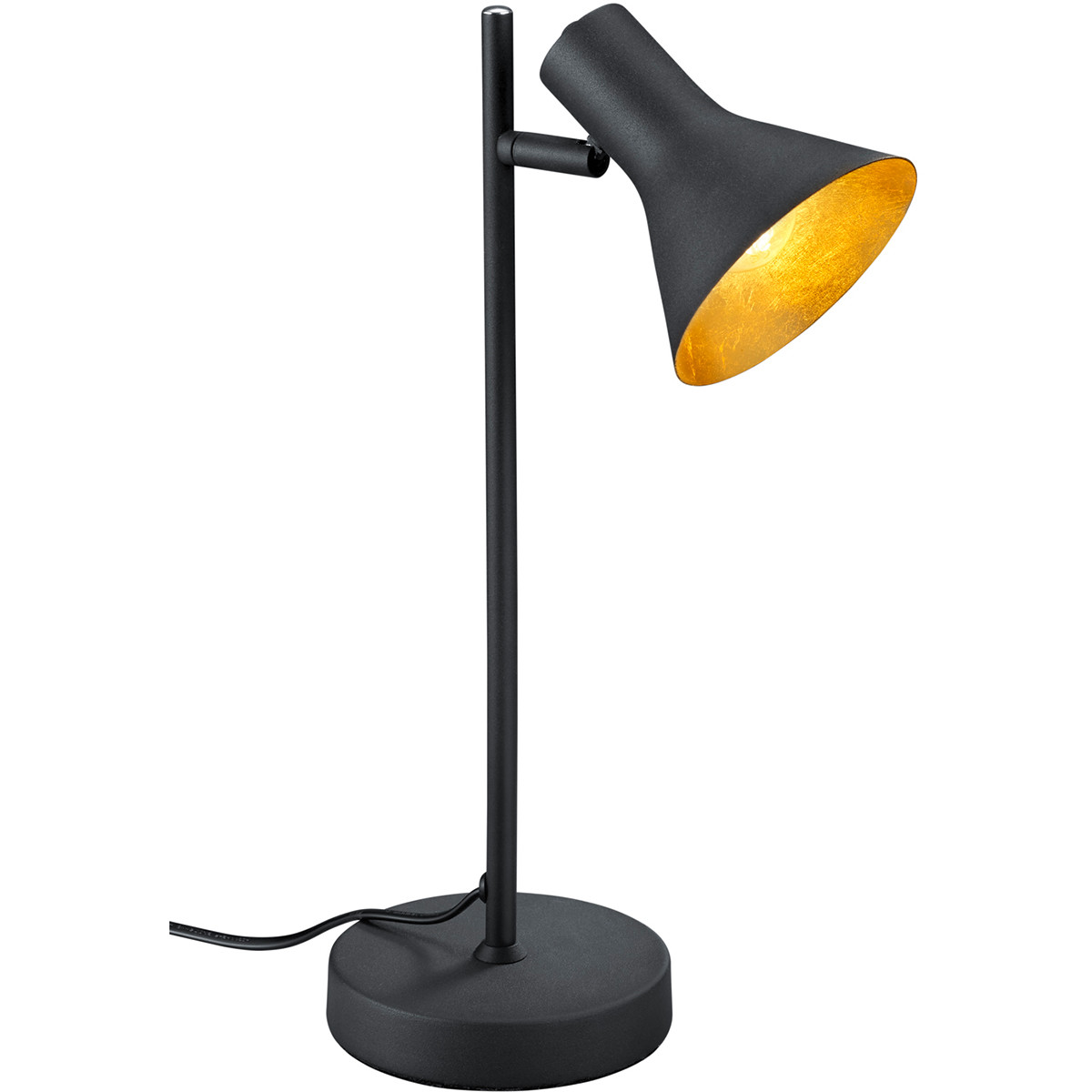 LED Bureaulamp - E14 Fitting - Rond - Mat Zwart/Goud - Aluminium