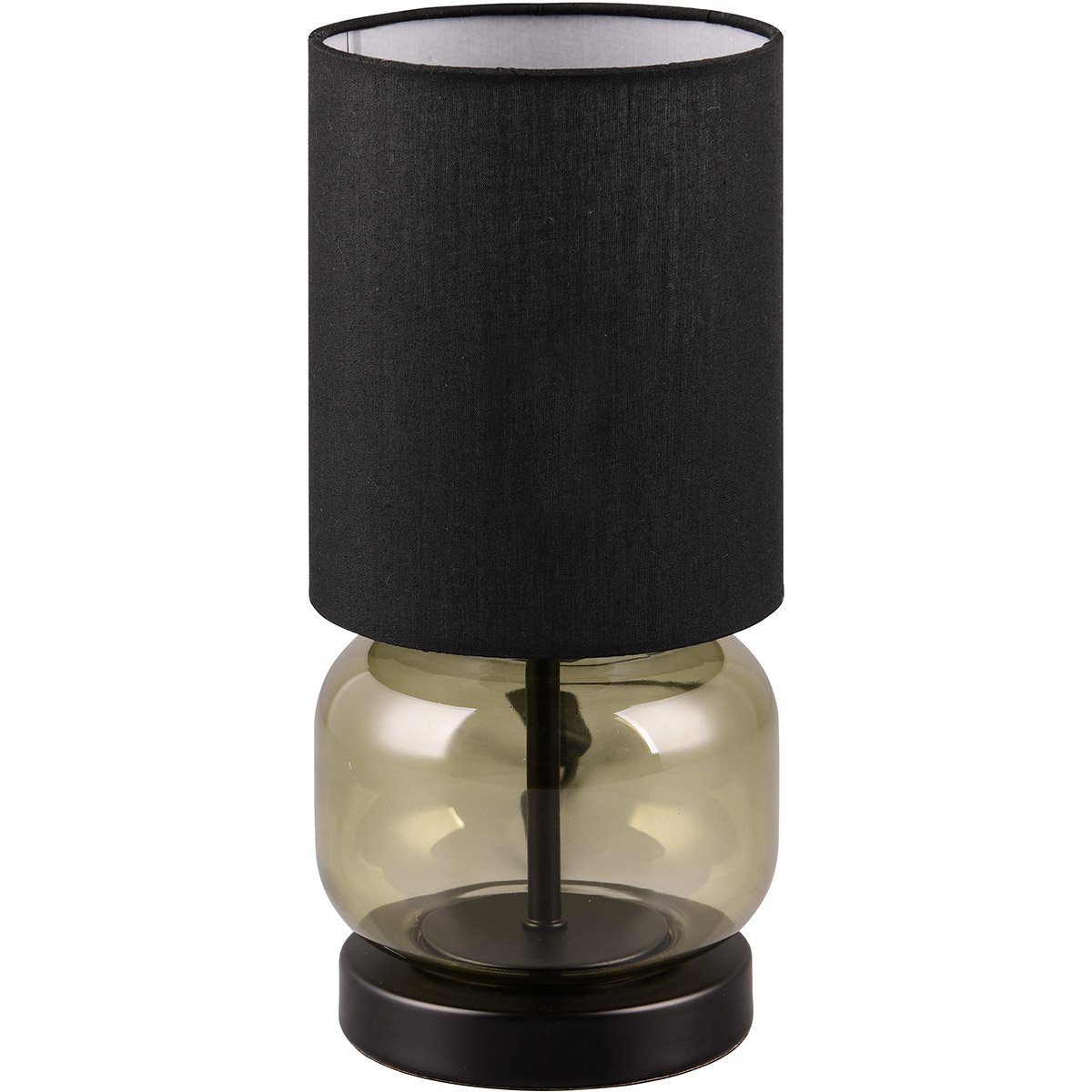 LED Tafellamp - Trion Oliy - E27 Fitting - Rond - Mat Zwart - Metaal - Groene Glas