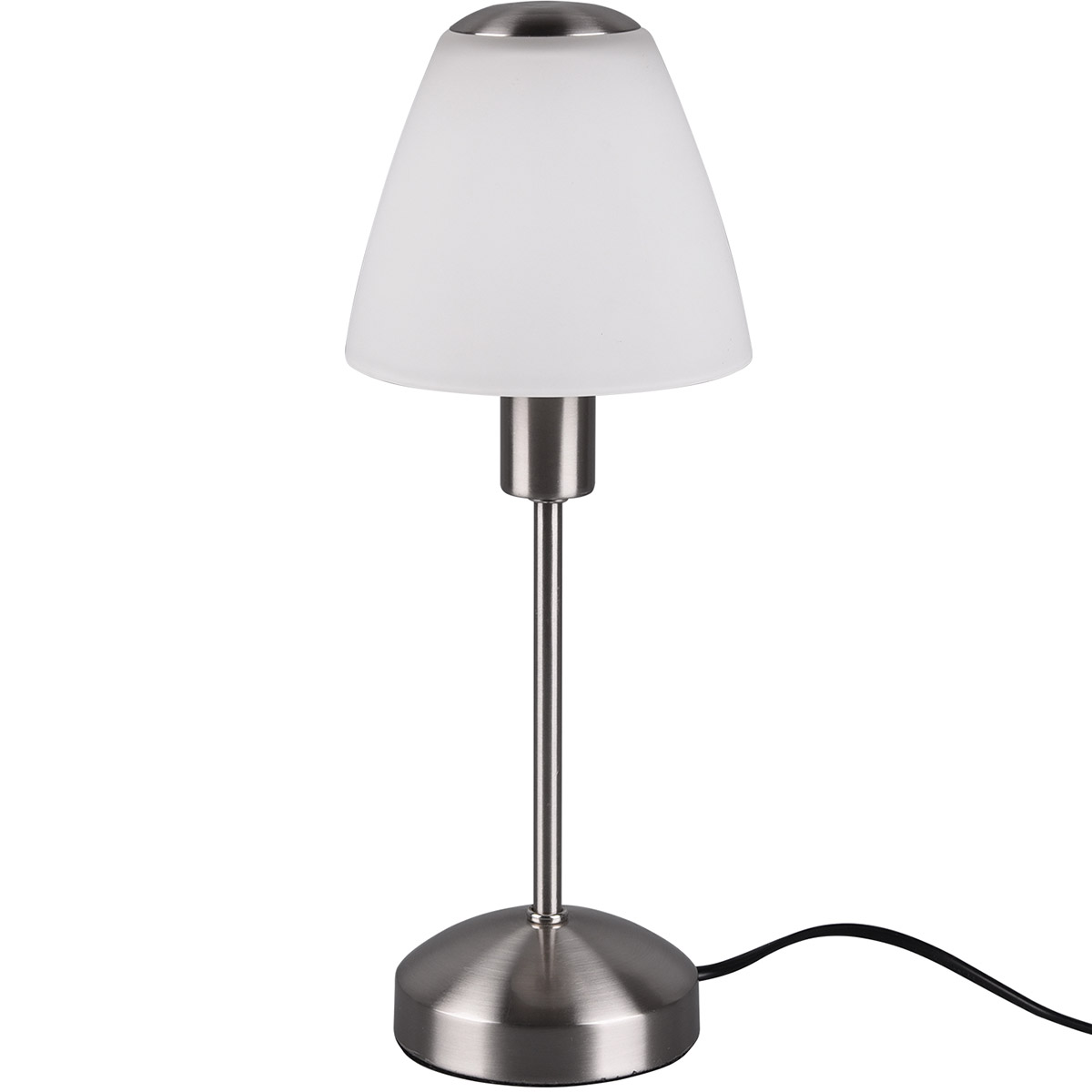 LED Tafellamp - Trion Orea - E14 Fitting - 1 lichtpunt - Mat Nikkel - Metaal - Wit Glas