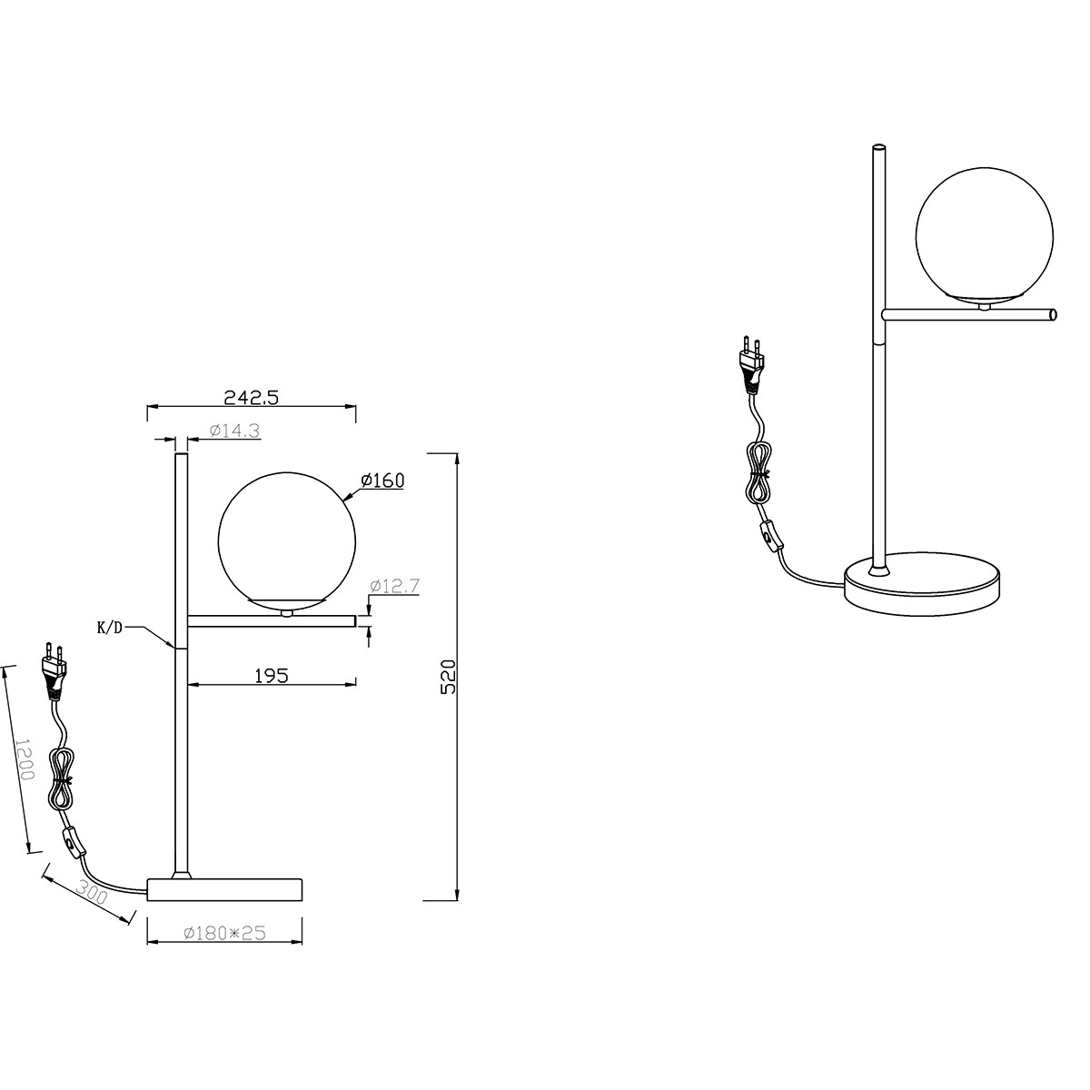 LED Tafellamp - Trion Pora - E14 Fitting - Rond - Mat Antraciet - Aluminium