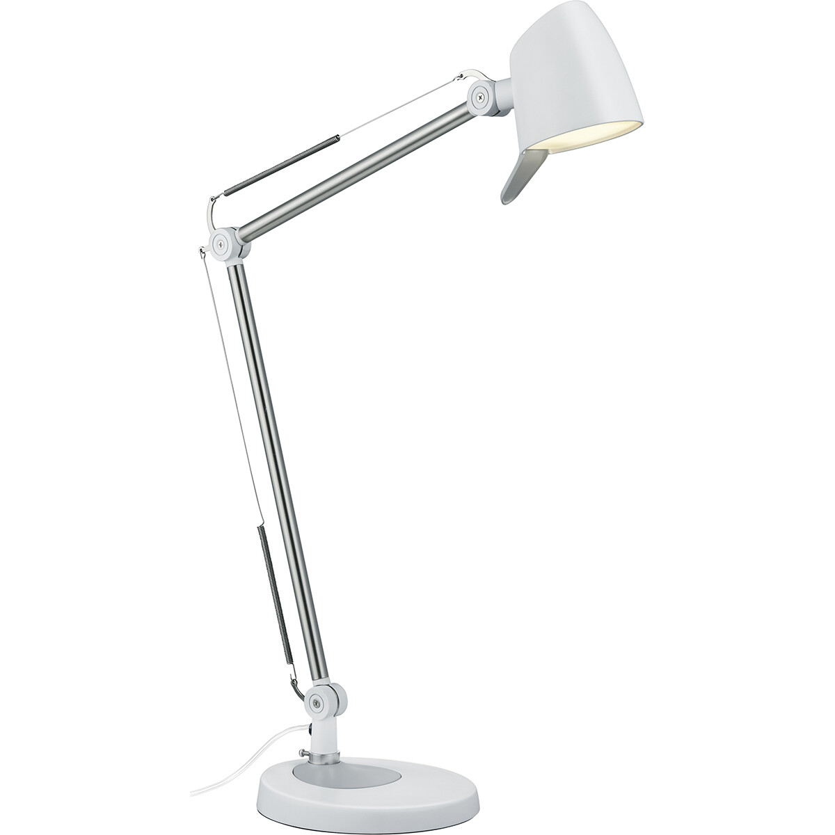 LED Bureaulamp - Trion Radino - 5W - Aanpasbare Kleur - Dimbaar - Rond - Mat Wit - Aluminium