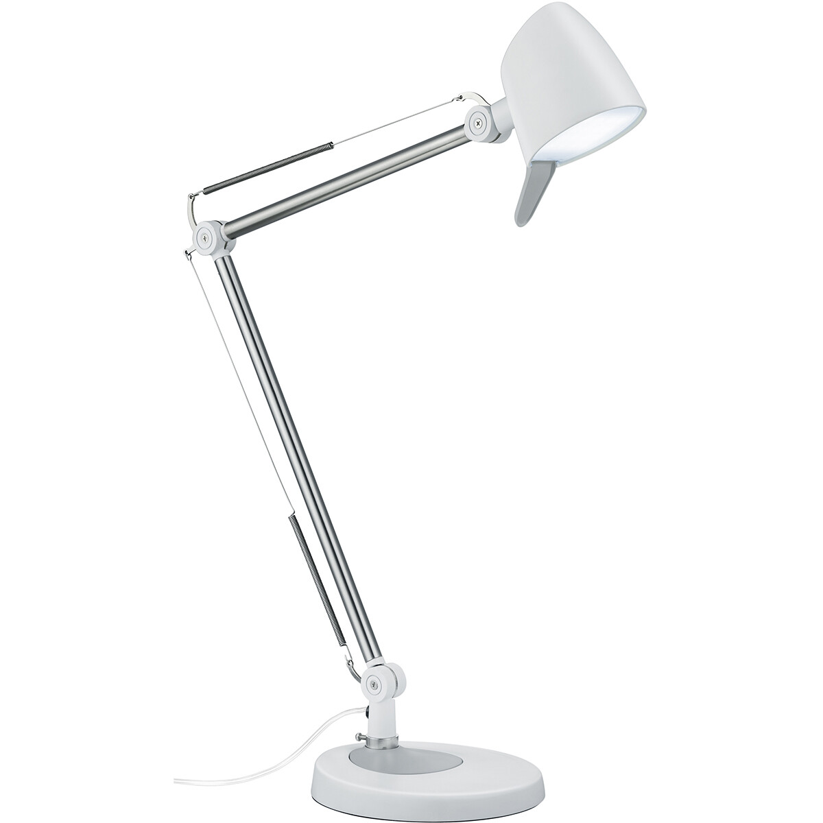 LED Bureaulamp - Trion Radino - 5W - Aanpasbare Kleur - Dimbaar - Rond - Mat Wit - Aluminium