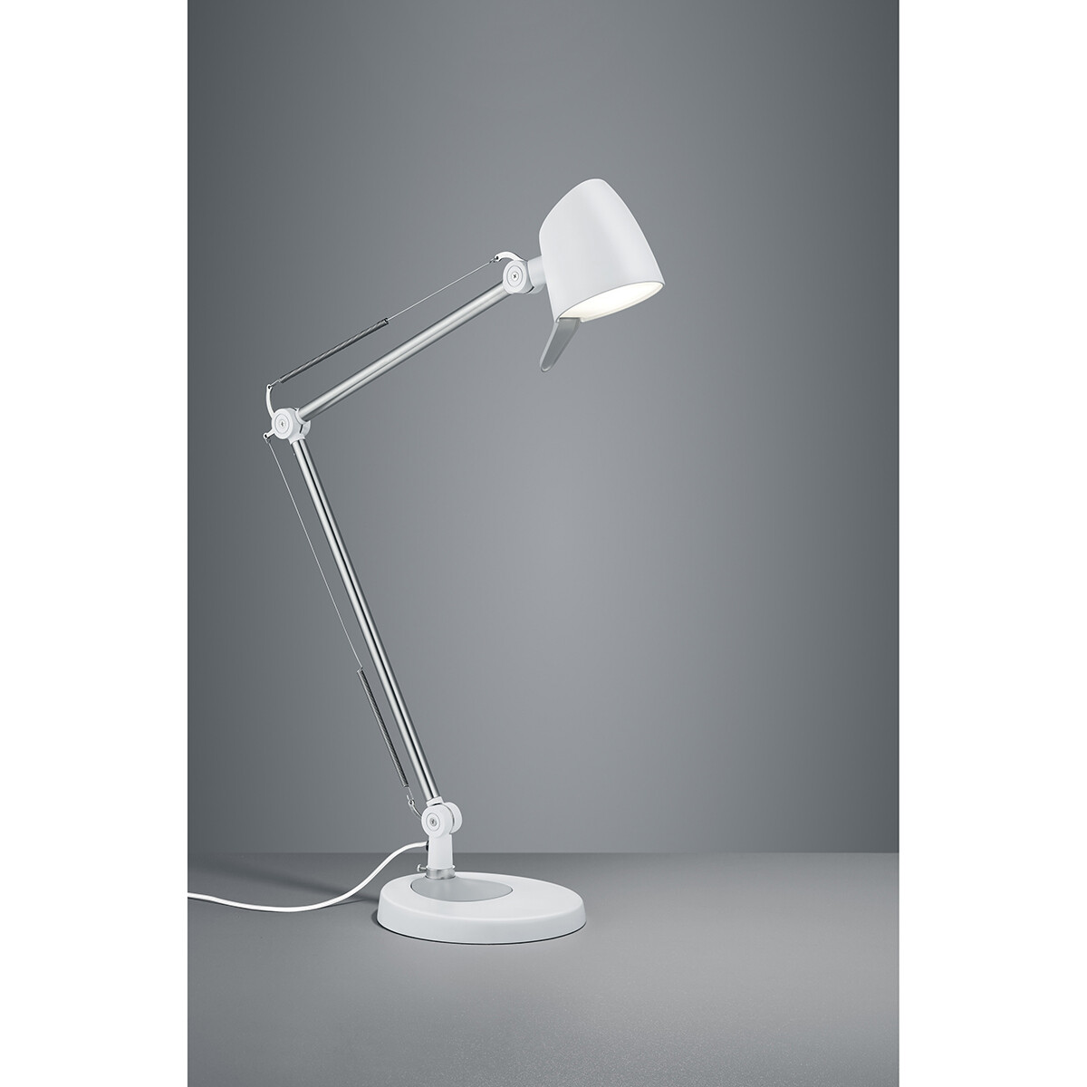 LED Bureaulamp - Trion Radino - 5W - Aanpasbare Kleur - Dimbaar - Rond - Mat Wit - Aluminium