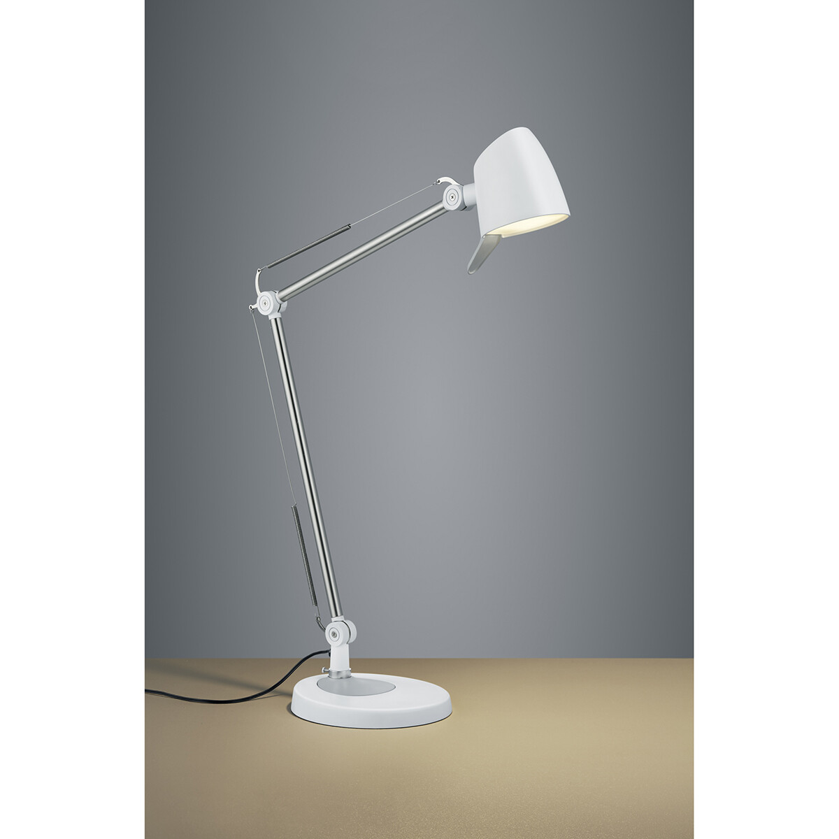 LED Bureaulamp - Trion Radino - 5W - Aanpasbare Kleur - Dimbaar - Rond - Mat Wit - Aluminium