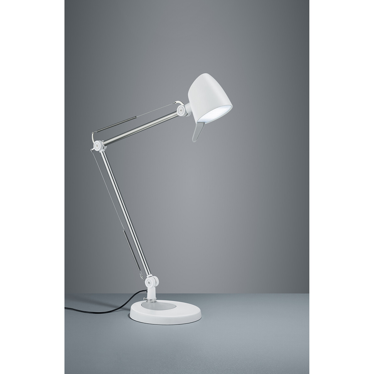 LED Bureaulamp - Trion Radino - 5W - Aanpasbare Kleur - Dimbaar - Rond - Mat Wit - Aluminium