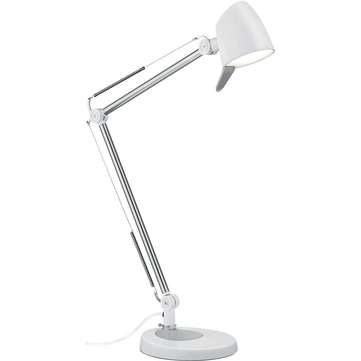 LED Bureaulamp - Trion Radino - 5W - Aanpasbare Kleur - Dimbaar - Rond - Mat Wit - Aluminium