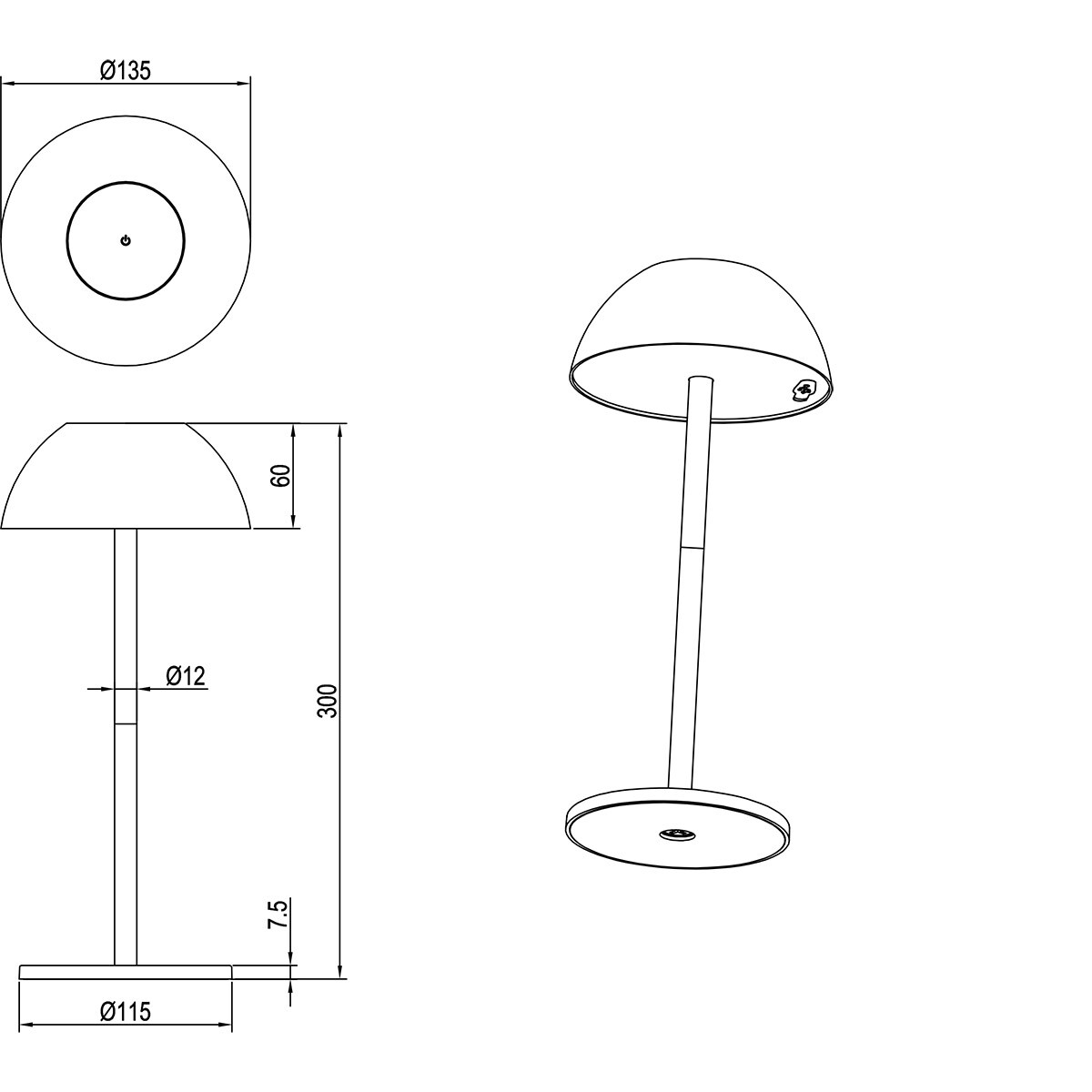 LED Tafellamp - Trion Rado - 1.7W - Warm Wit 3000K - Oplaadbare batterijen - Grijs - Kunststof