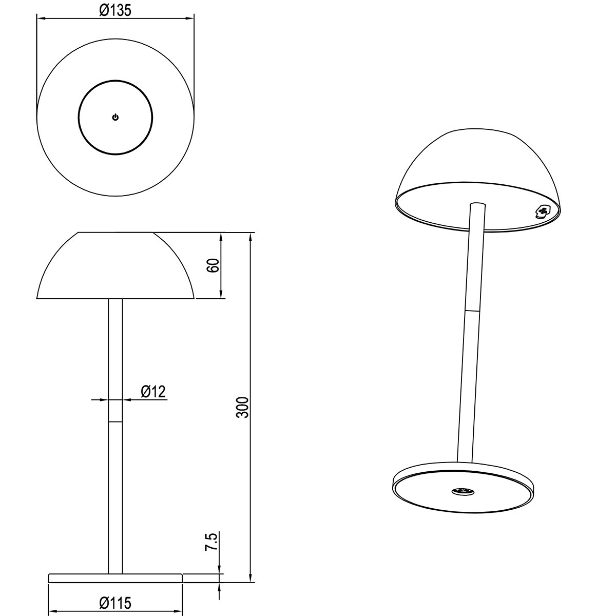 LED Tafellamp - Trion Rado - 1.7W - Warm Wit 3000K - Oplaadbare batterijen - Mat Wit - Kunststof