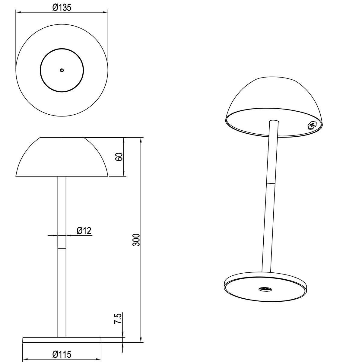 LED Tafellamp - Trion Rado - 1.7W - Warm Wit 3000K - Oplaadbare batterijen - Taupe - Kunststof