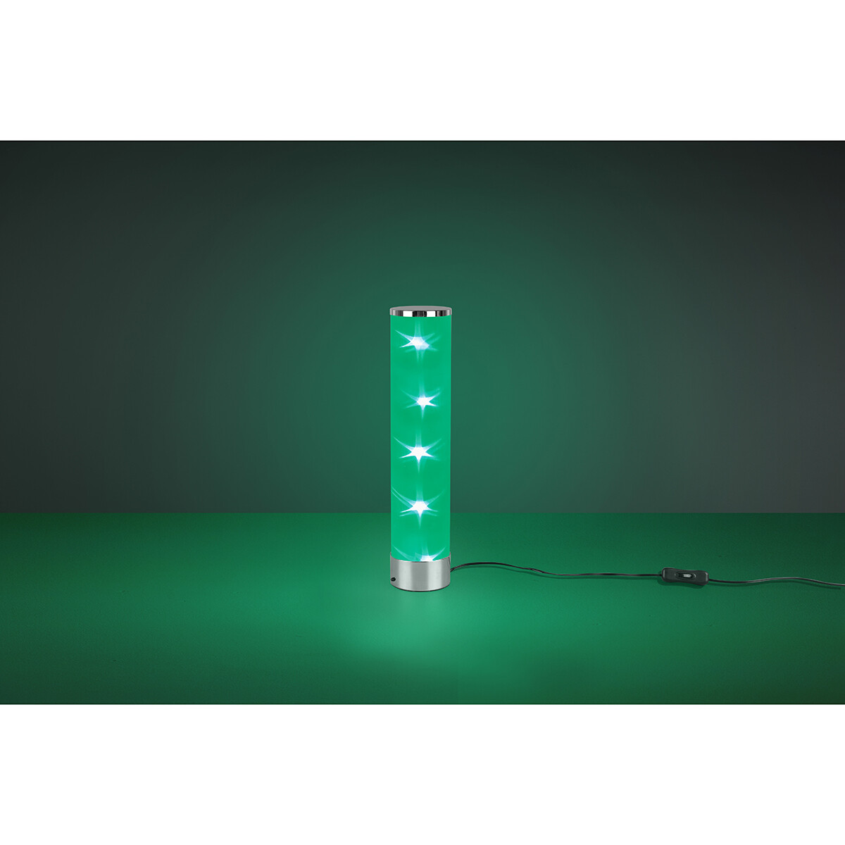 LED Tafellamp - Trion Ricardo - 1.5W - Warm Wit 3000K - RGBW - Dimbaar - Afstandsbediening - Rond - Mat Chroom - Aluminium