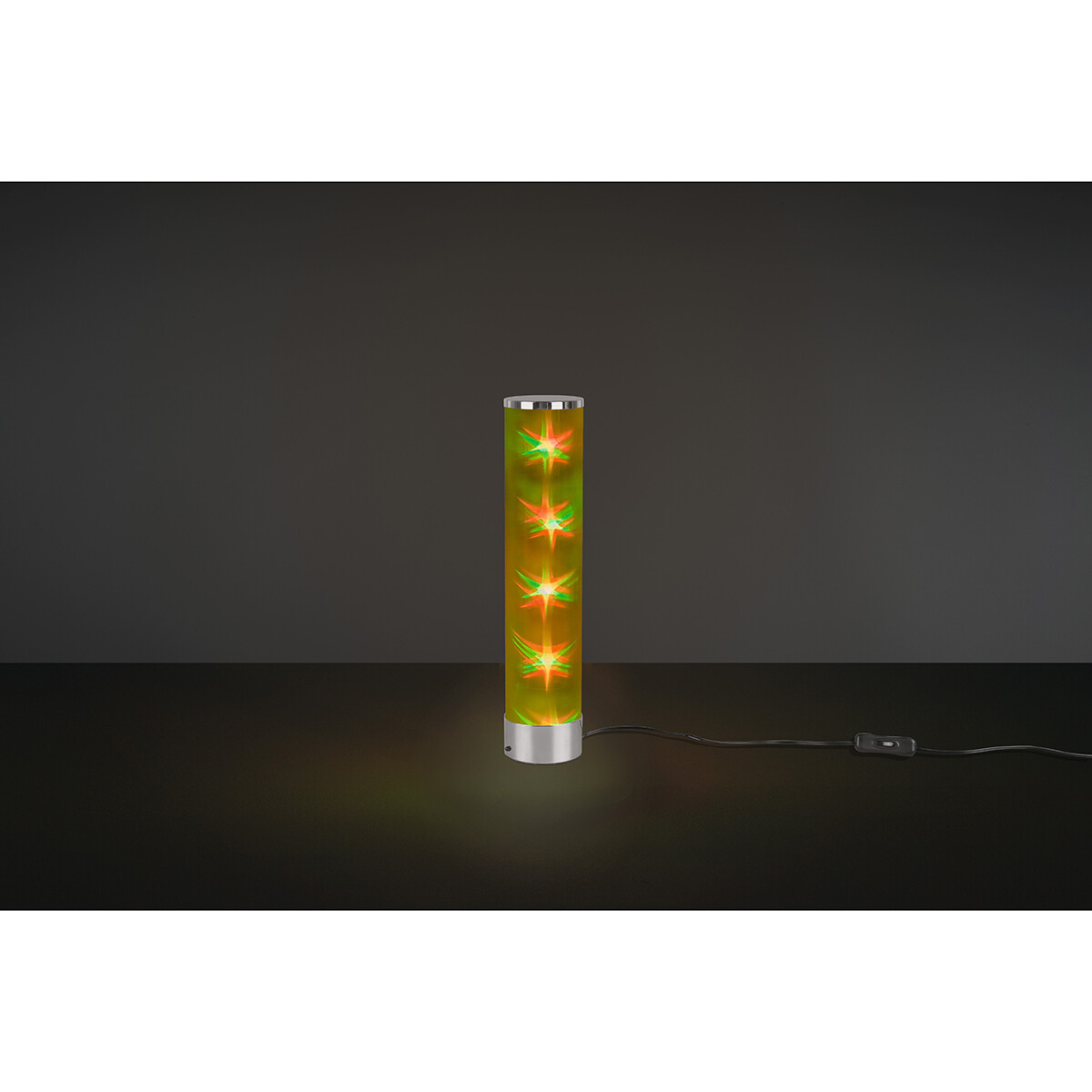 LED Tafellamp - Trion Ricardo - 1.5W - Warm Wit 3000K - RGBW - Dimbaar - Afstandsbediening - Rond - Mat Chroom - Aluminium