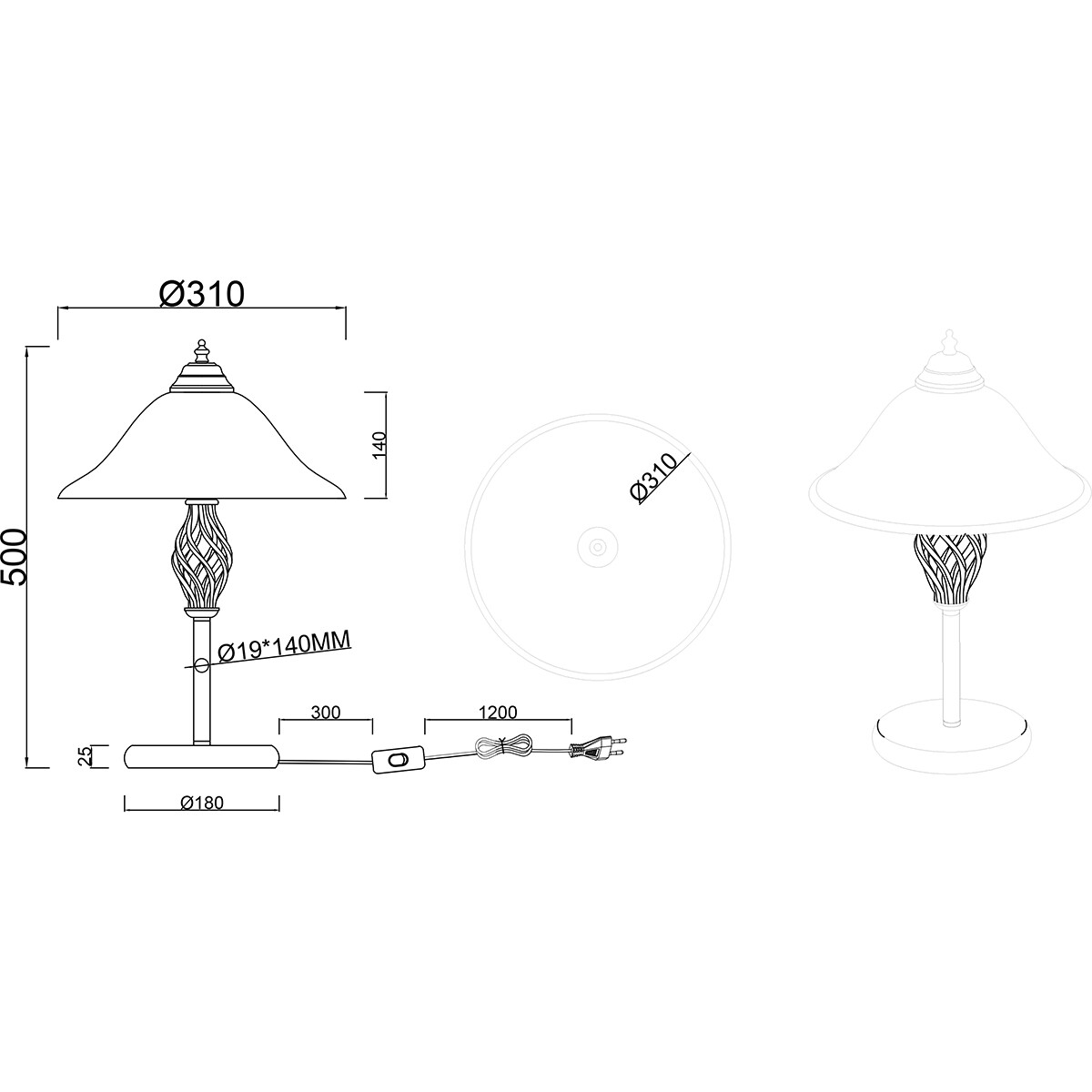 LED Tafellamp - Trion Rustina - E14 Fitting - 2-lichts - Rond - Roestkleur - Aluminium