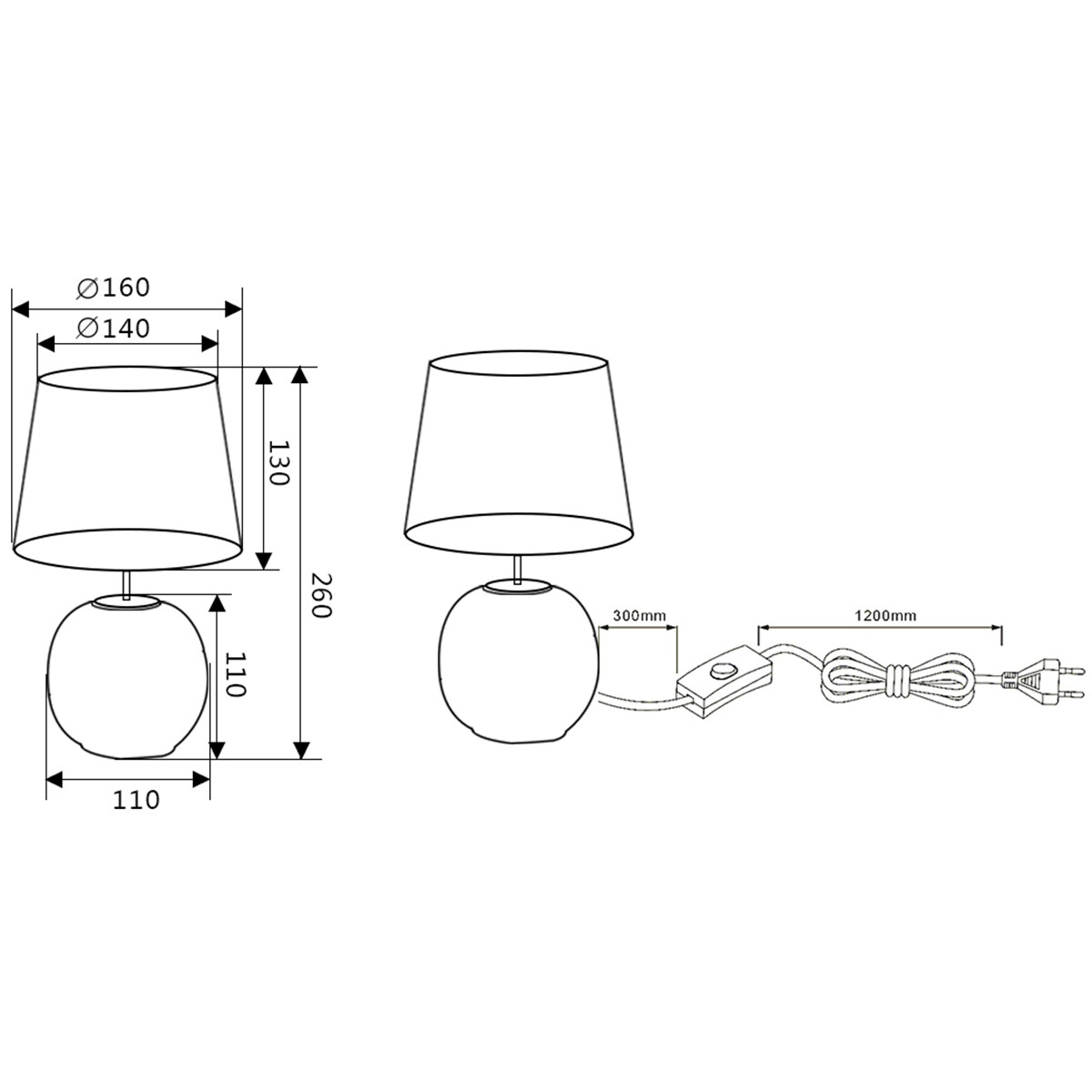 LED Tafellamp - Trion Sofia - E14 Fitting - Rond - Mat Blauw - Keramiek