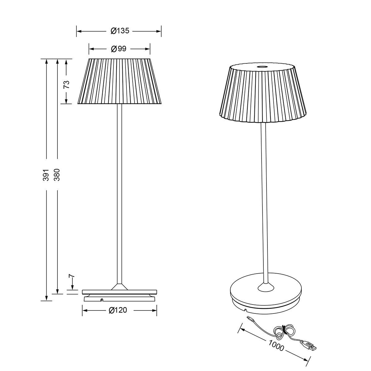 LED Tafellamp - Trion Uraz - 1.5W - Warm Wit 3000K - Oplaadbare batterijen - Mat Wit - Metaal