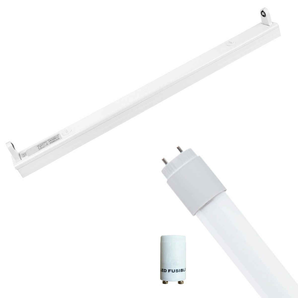 LED TL Armatuur met T8 Buis Incl. Starter Aigi Dybolo 60cm Enkel 8W Natuurlijk Wit 4200K Bescherming