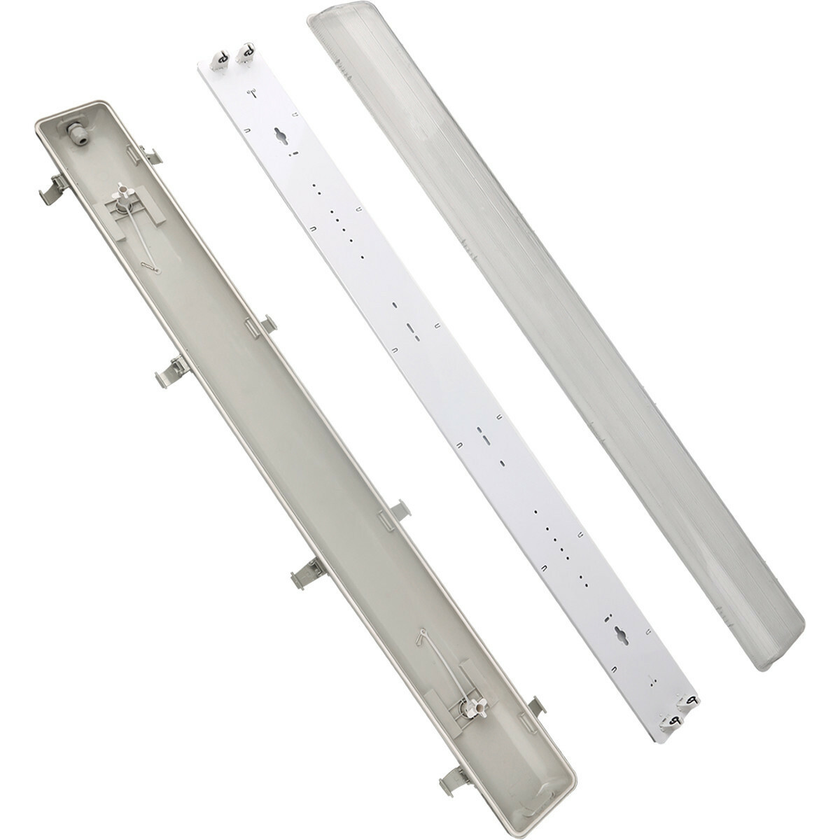 LED TL Armatuur met T8 Buis Incl. Starter - Aigi Hari - 120cm Dubbel - 32W - Helder/Koud Wit 6400K - Waterdicht IP65