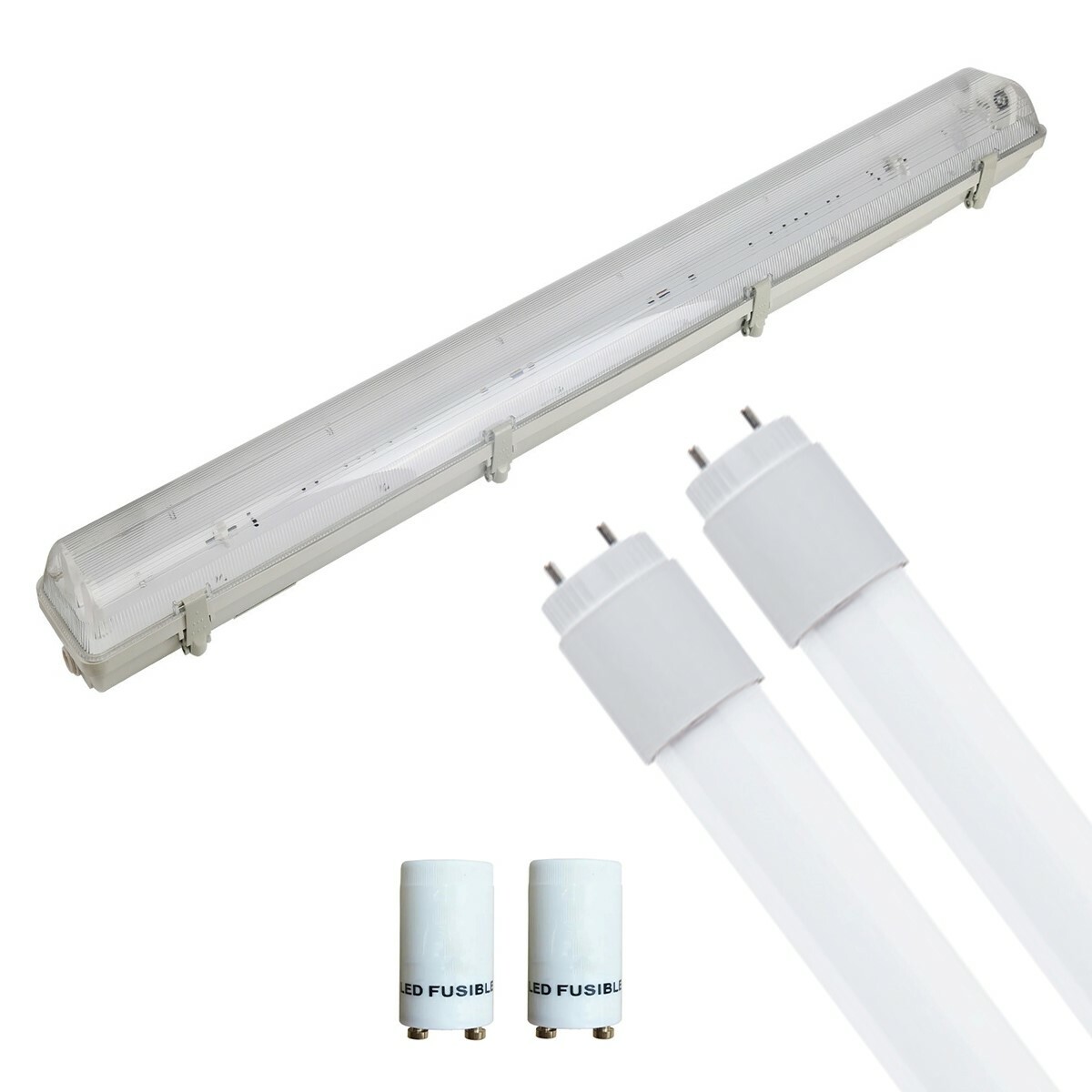 LED TL Armatuur met T8 Buis Incl. Starter Aigi Hari 120cm Dubbel 32W Helder-Koud Wit 6400K Waterdich