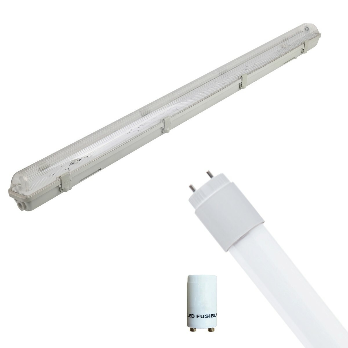 LED TL Armatuur met T8 Buis Incl. Starter Aigi Hari 120cm Enkel 16W Helder-Koud Wit 6400K Waterdicht