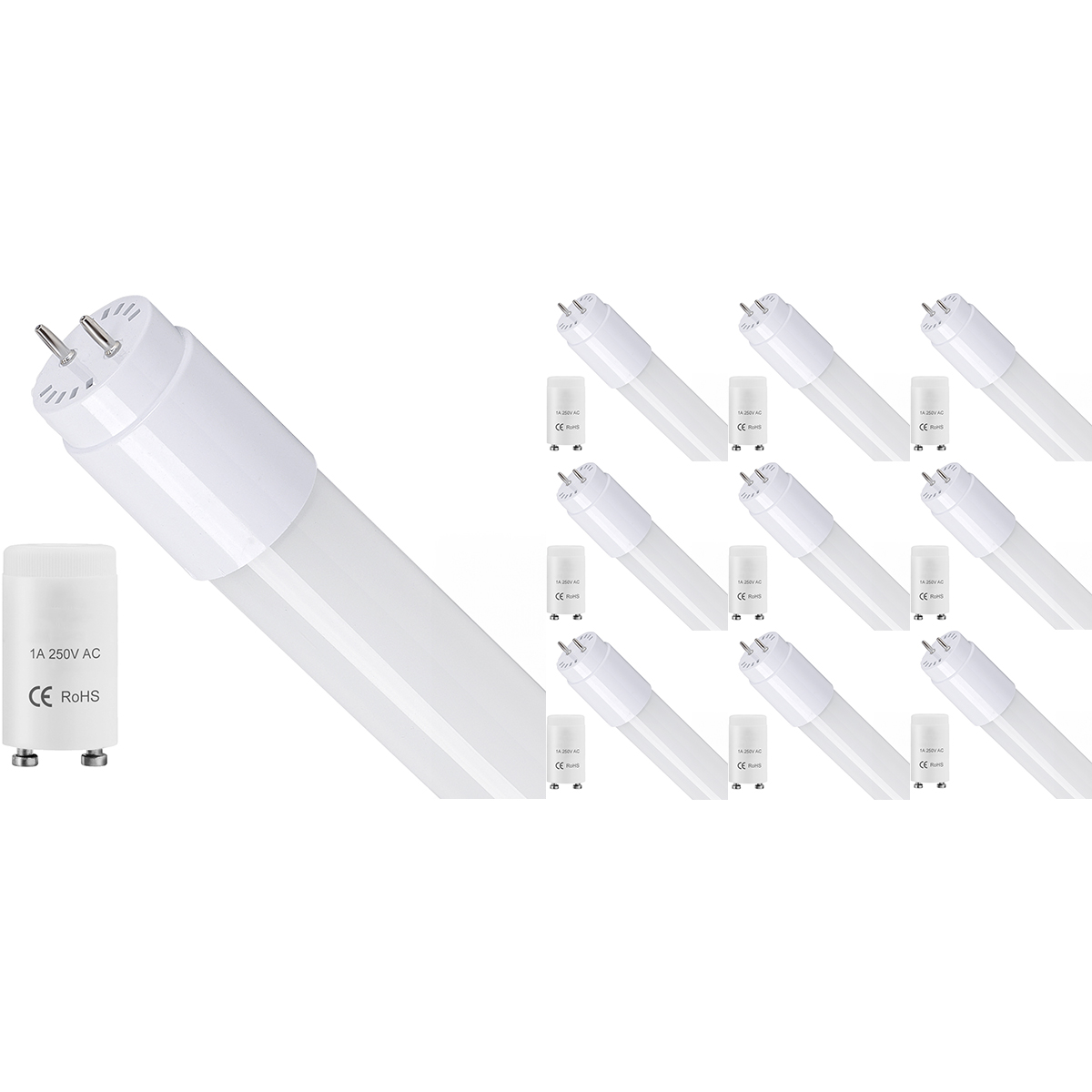 LED TL Buis - T8 G13 - 10 Pack - Velvalux - 120 cm - 18W 2160lm - 840 Natuurlijk Wit 4000K | Vervangt 134W