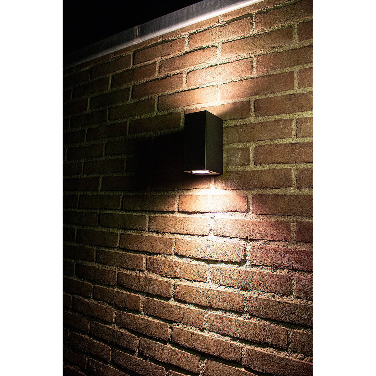 LED Tuinverlichting - Buitenlamp - Prixa Hoptron - Up en Down - GU10 Fitting - Vierkant - Mat Zwart - Aluminium