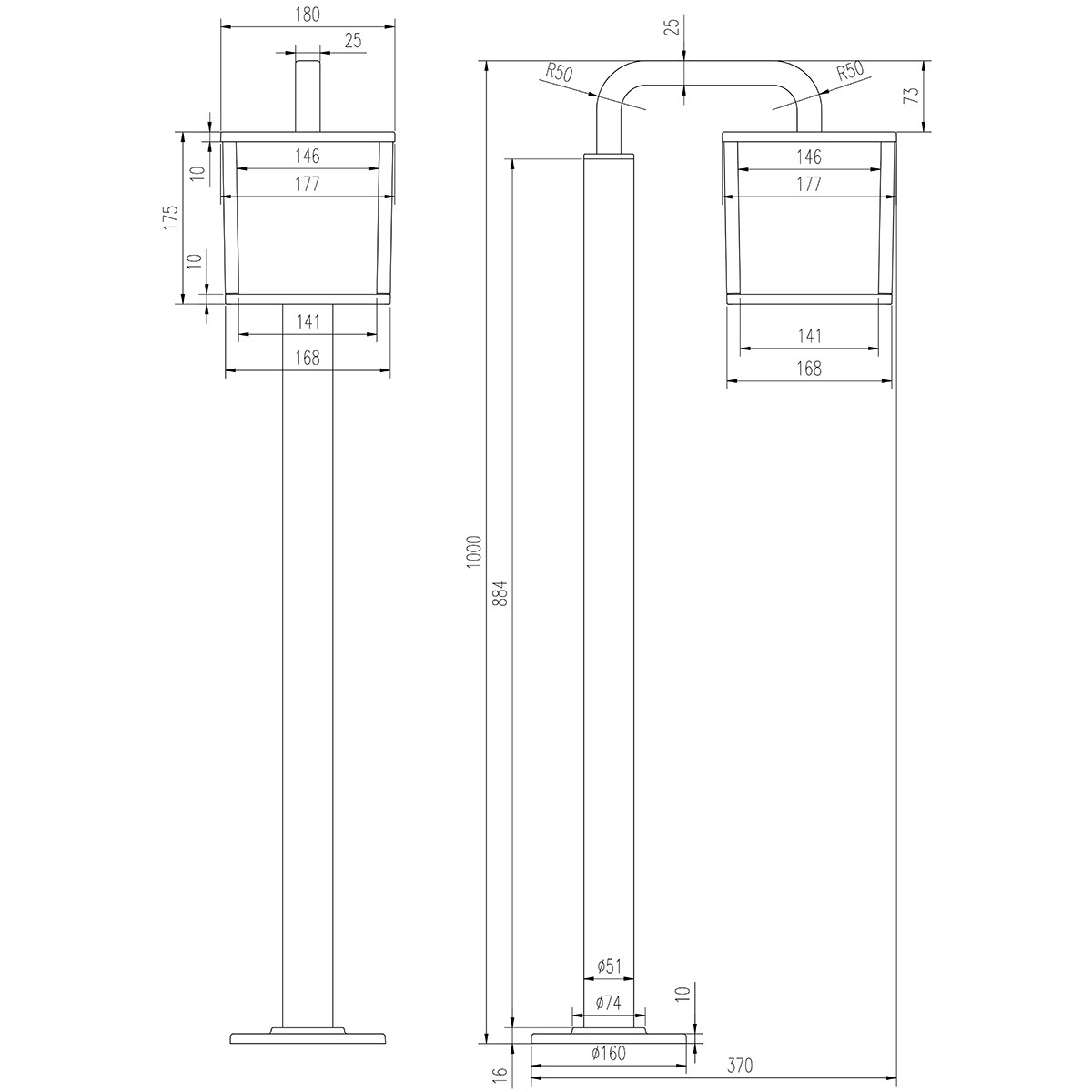 LED Tuinverlichting - Staand Buitenlamp - Trion Cubirino - 5W - E27 Fitting - Warm Wit 3000K - Waterdicht IP54 - Mat Antraciet - Aluminium