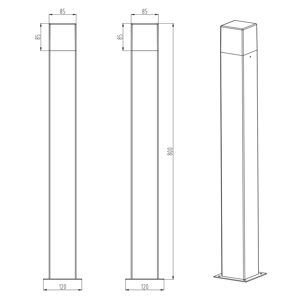 LED Tuinverlichting - Staand Buitenlamp - Trion Hudsy XL - 3.5W - Warm Wit 3000K - Spatwaterdicht IP44 - Mat Titaan - Aluminium