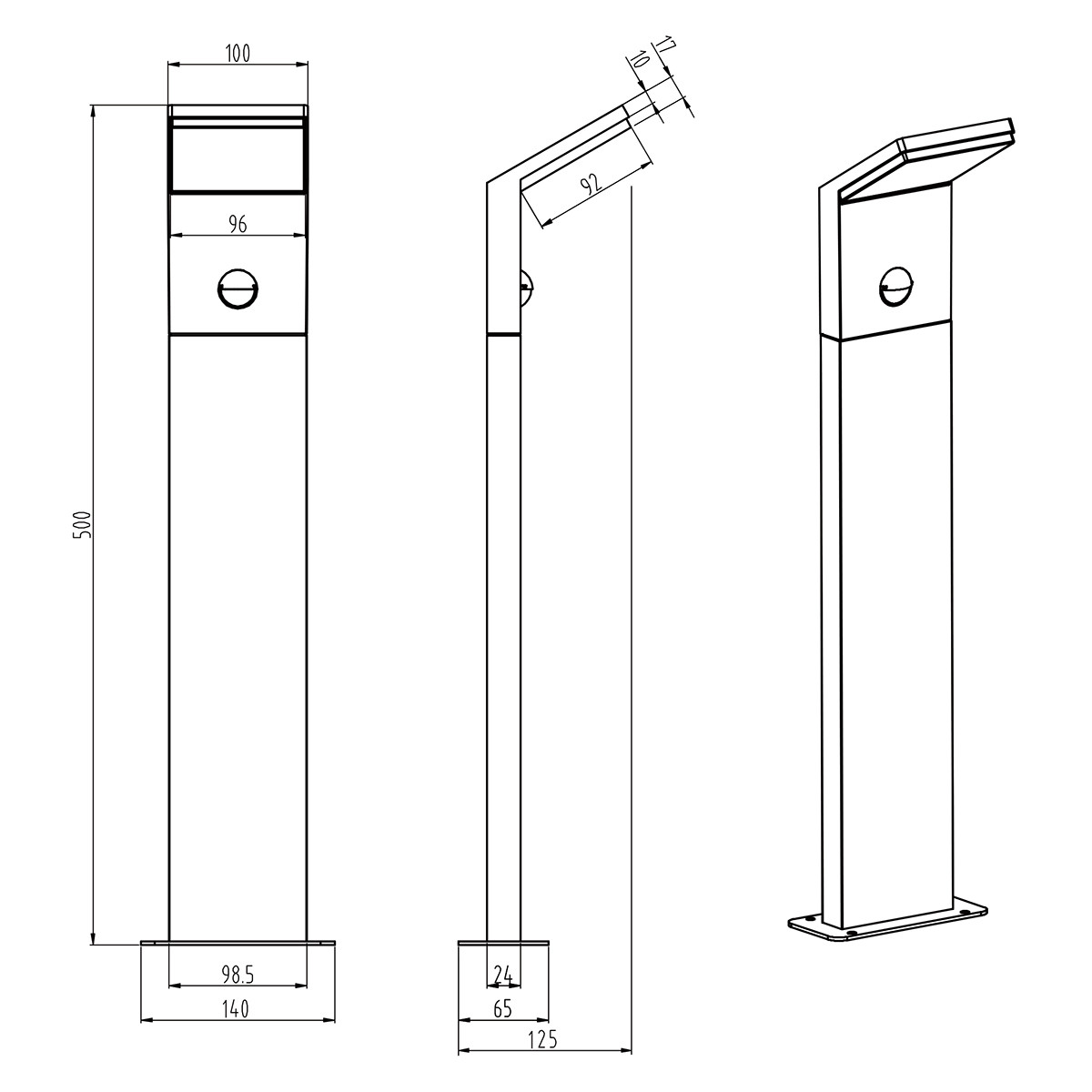 LED Tuinverlichting met Bewegingssensor - Staand - Buitenlamp - Trion Pearly - 8W - Warm Wit 3000K - Waterdicht IP54 - Mat Antraciet - Aluminium