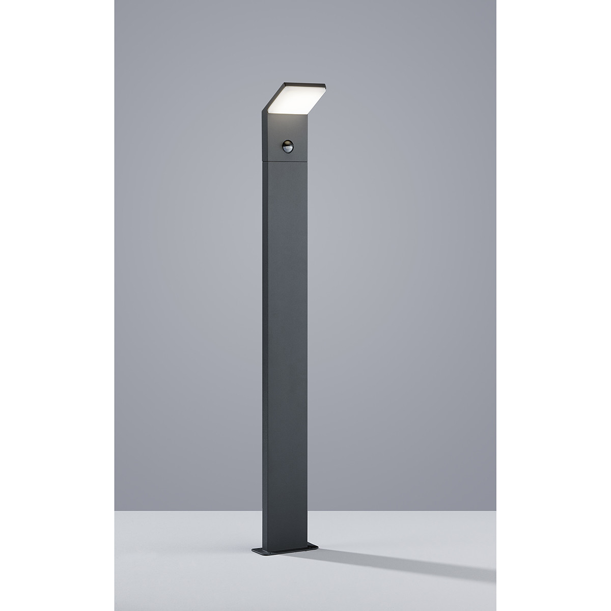 LED Tuinverlichting met Bewegingssensor - Staand - Buitenlamp - Trion Pearly XL - 8W - Warm Wit 3000K - Waterdicht IP54 - Mat Antraciet - Aluminium