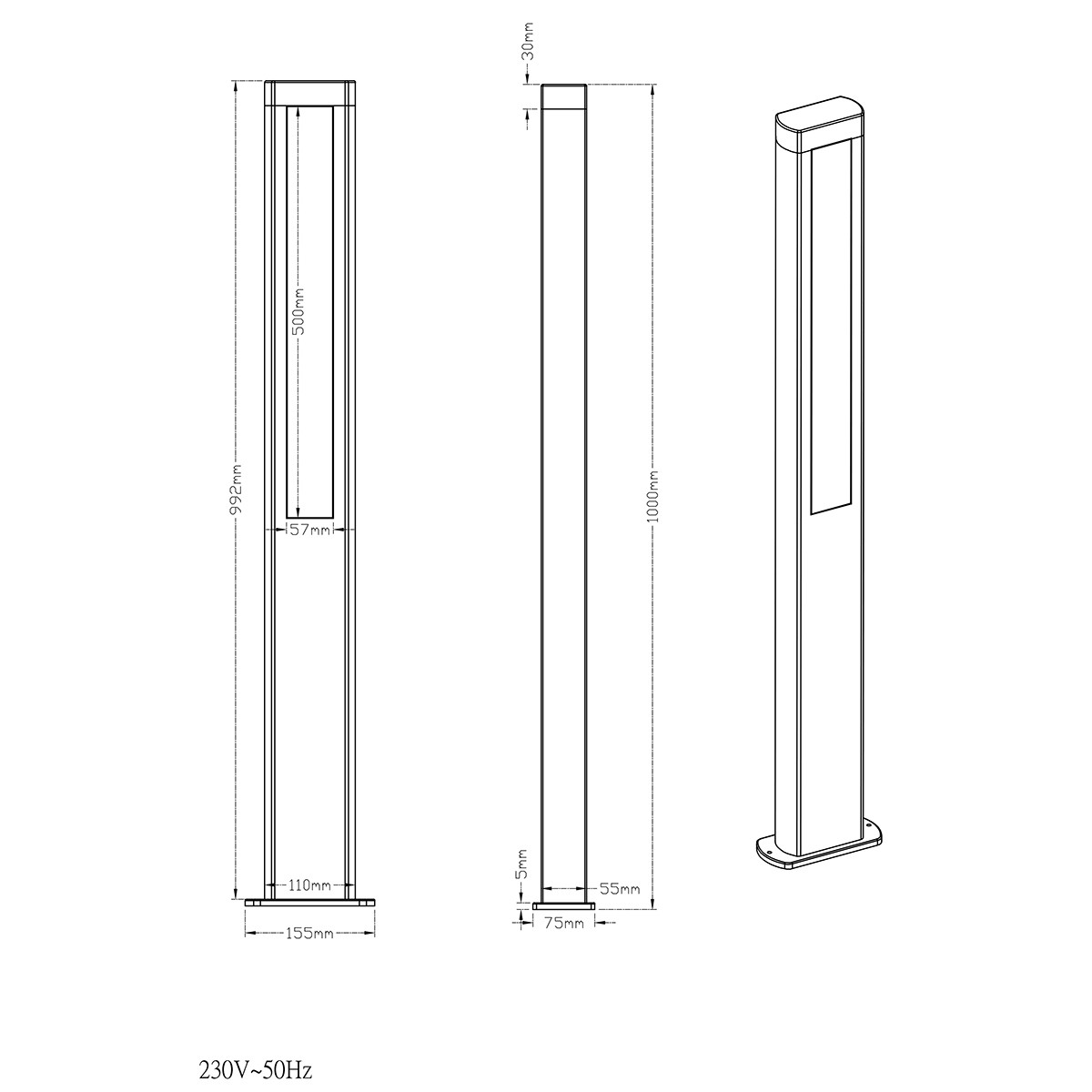 LED Tuinverlichting - Buitenlamp - Trion Rhinon XL - Staand - 10W - Mat Antraciet - Aluminium