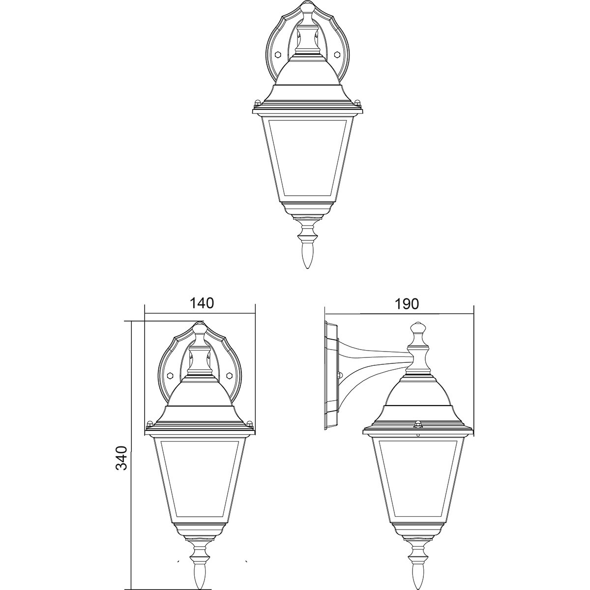 LED Tuinverlichting - Buitenlamp - Trion Zena Down - E27 Fitting - Spatwaterdicht IP44 - Mat Zwart - Alumunium